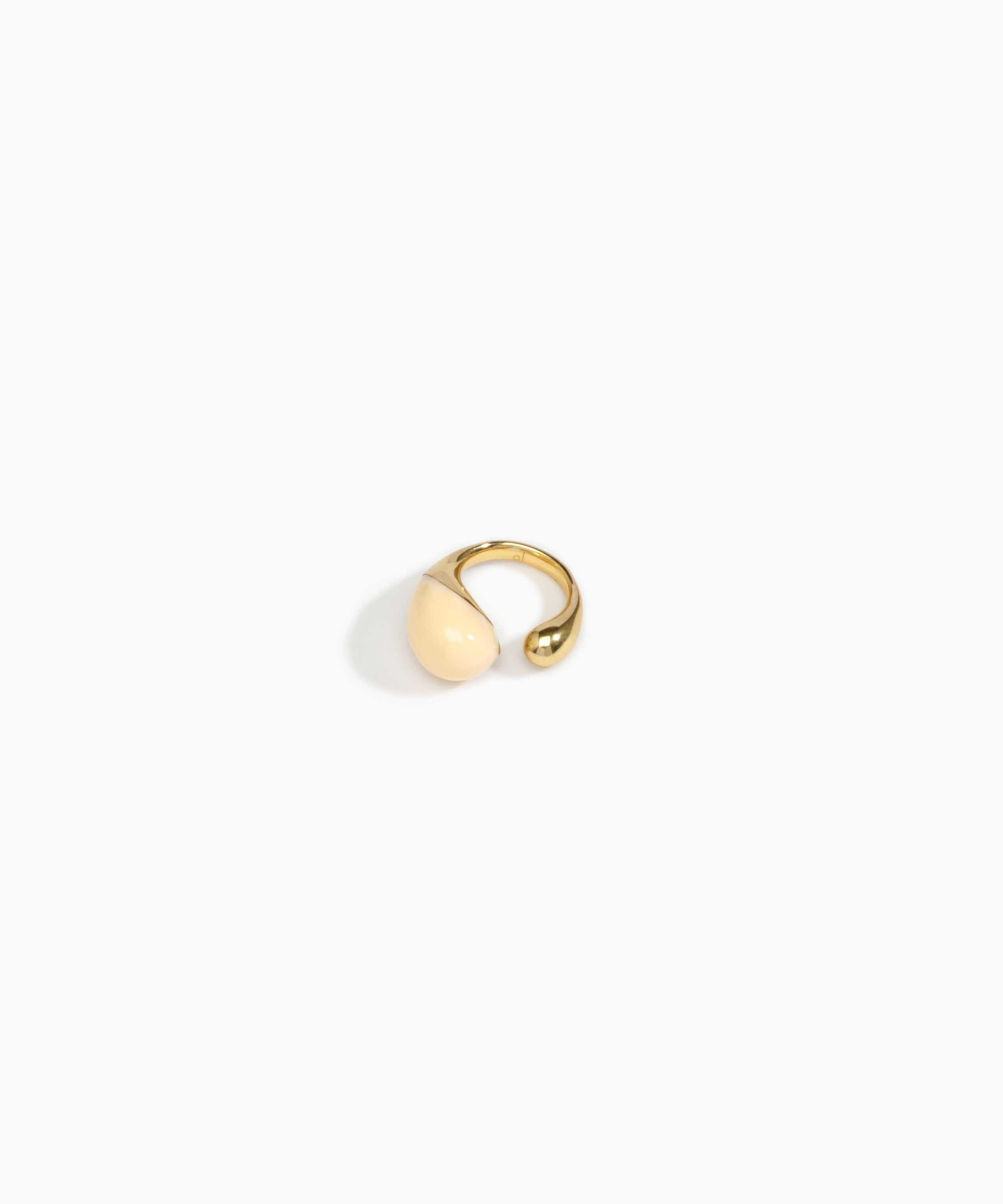 LO Collections Mungbean Ring Rings in Nano-Coated Brass Material resin with Cream Colour