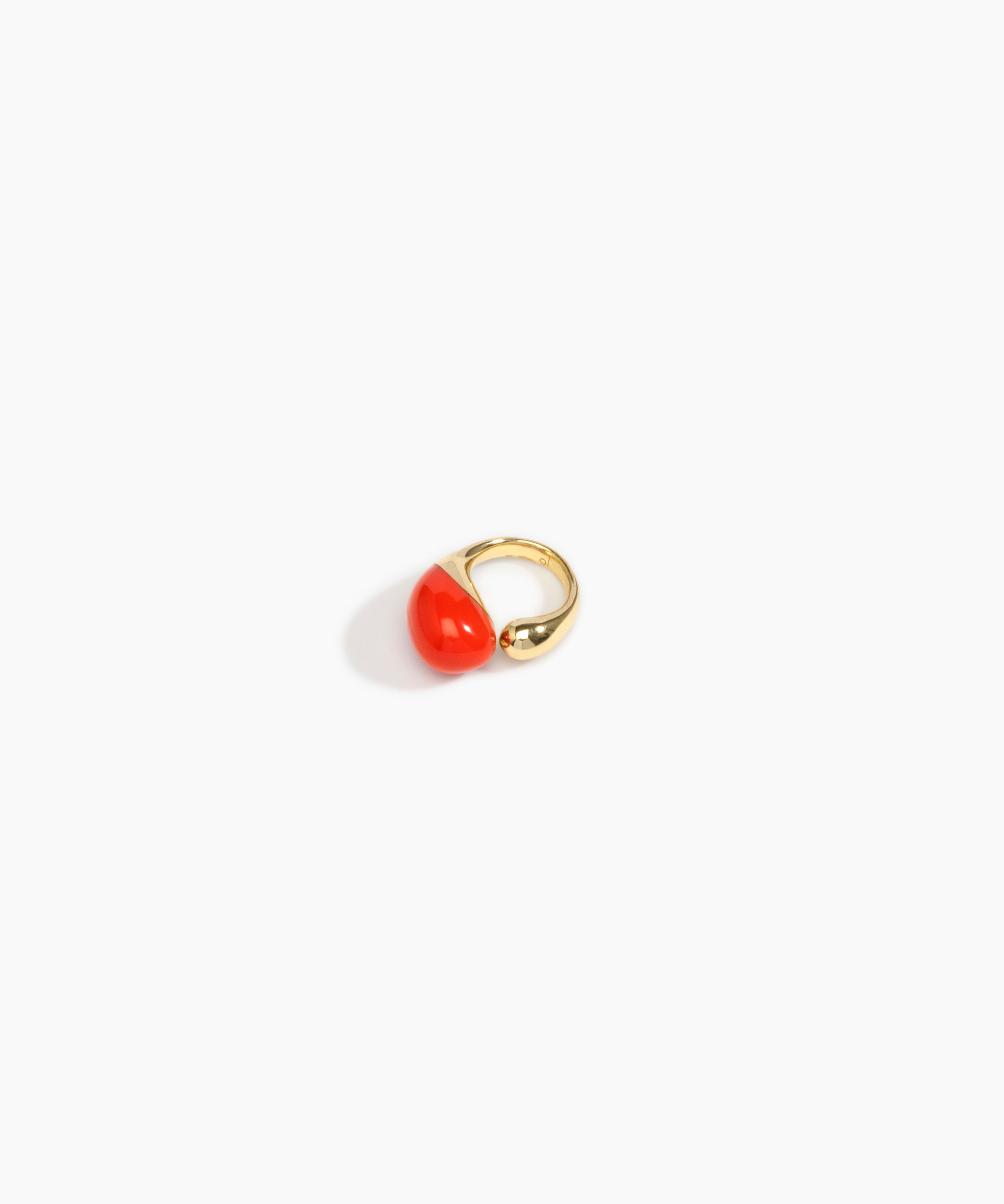 LO Collections Mungbean Ring Rings in Nano-Coated Brass Material resin with Coral Colour