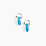 Dinosaur Designs Small Rock Hoop Earrings Earrings in Sky Colour resin with Silver-Plated Brass Hoop Material