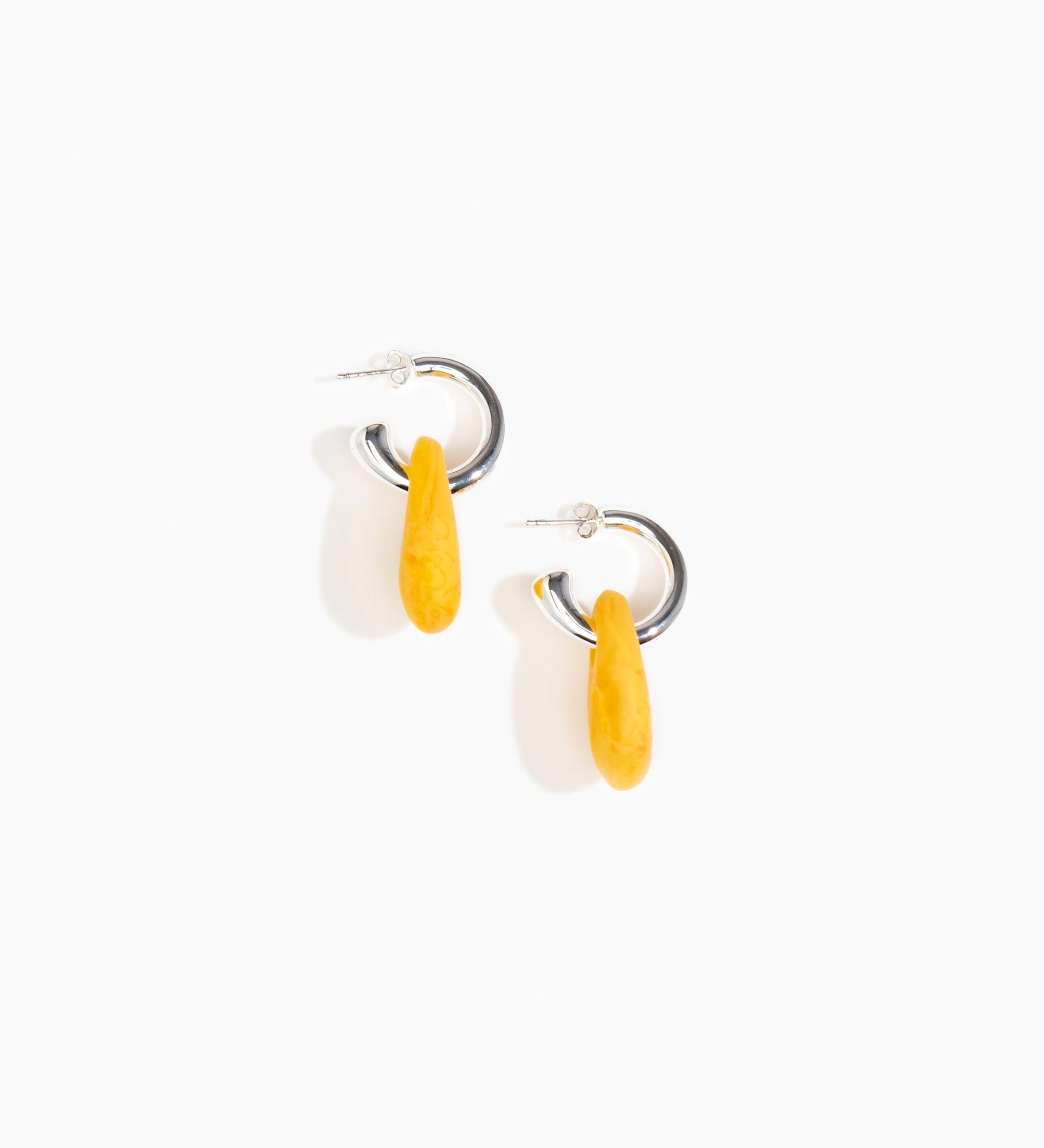 Dinosaur Designs Small Rock Hoop Earrings Earrings in Honeycomb Colour resin with Silver-Plated Brass Hoop Material