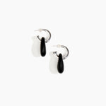 Dinosaur Designs Small Rock Hoop Earrings Earrings in Black Colour resin with Silver-Plated Brass Hoop Material