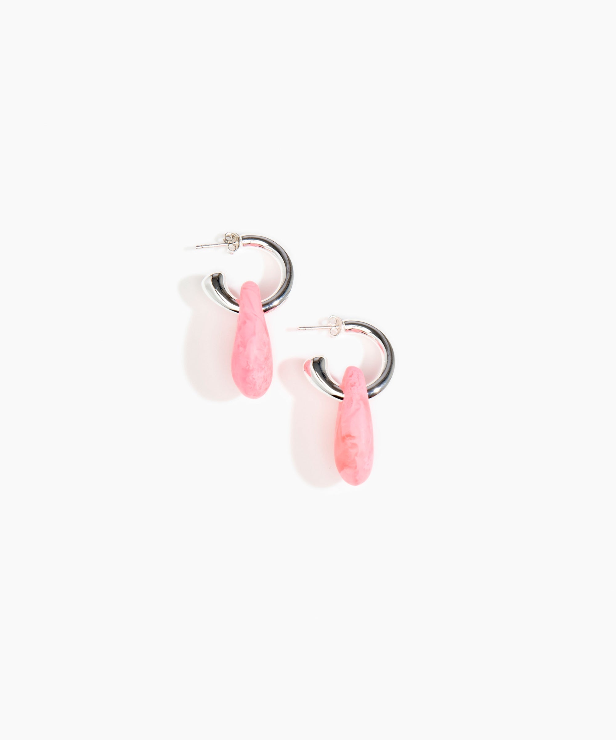 Dinosaur Designs Small Rock Hoop Earrings Earrings in Parakeet Colour resin with Silver-Plated Brass Hoop Material