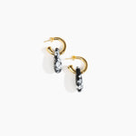 Dinosaur Designs Small Rock Hoop Earrings Earrings in Black Marble Colour resin with Brass Hoop Material