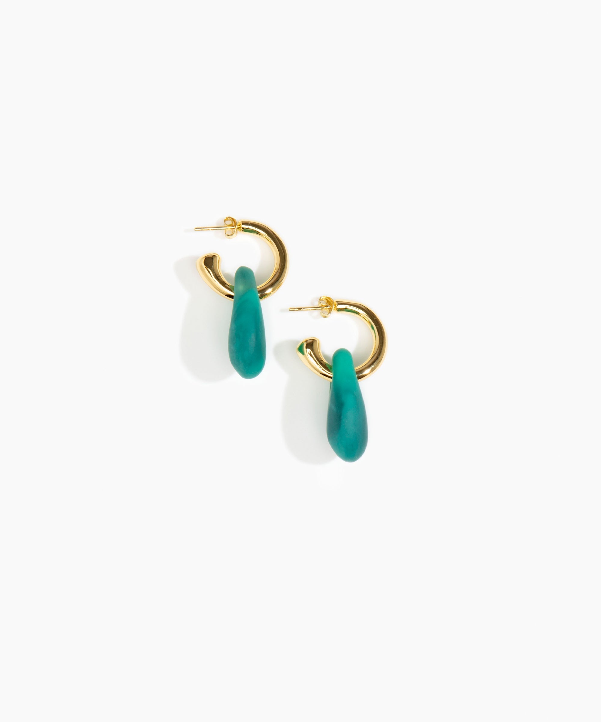 Dinosaur Designs Small Rock Hoop Earrings Earrings in Mineral Swirl Colour resin with Brass Hoop Material