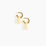 Dinosaur Designs Small Rock Hoop Earrings Earrings in Lemon Colour resin with Brass Hoop Material