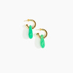 Dinosaur Designs Small Rock Hoop Earrings Earrings in Leaf Colour resin with Brass Hoop Material