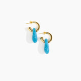 Dinosaur Designs Small Rock Hoop Earrings Earrings in Sky Colour resin with Brass Hoop Material