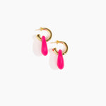 Dinosaur Designs Small Rock Hoop Earrings Earrings in Flamingo Colour resin with Brass Hoop Material