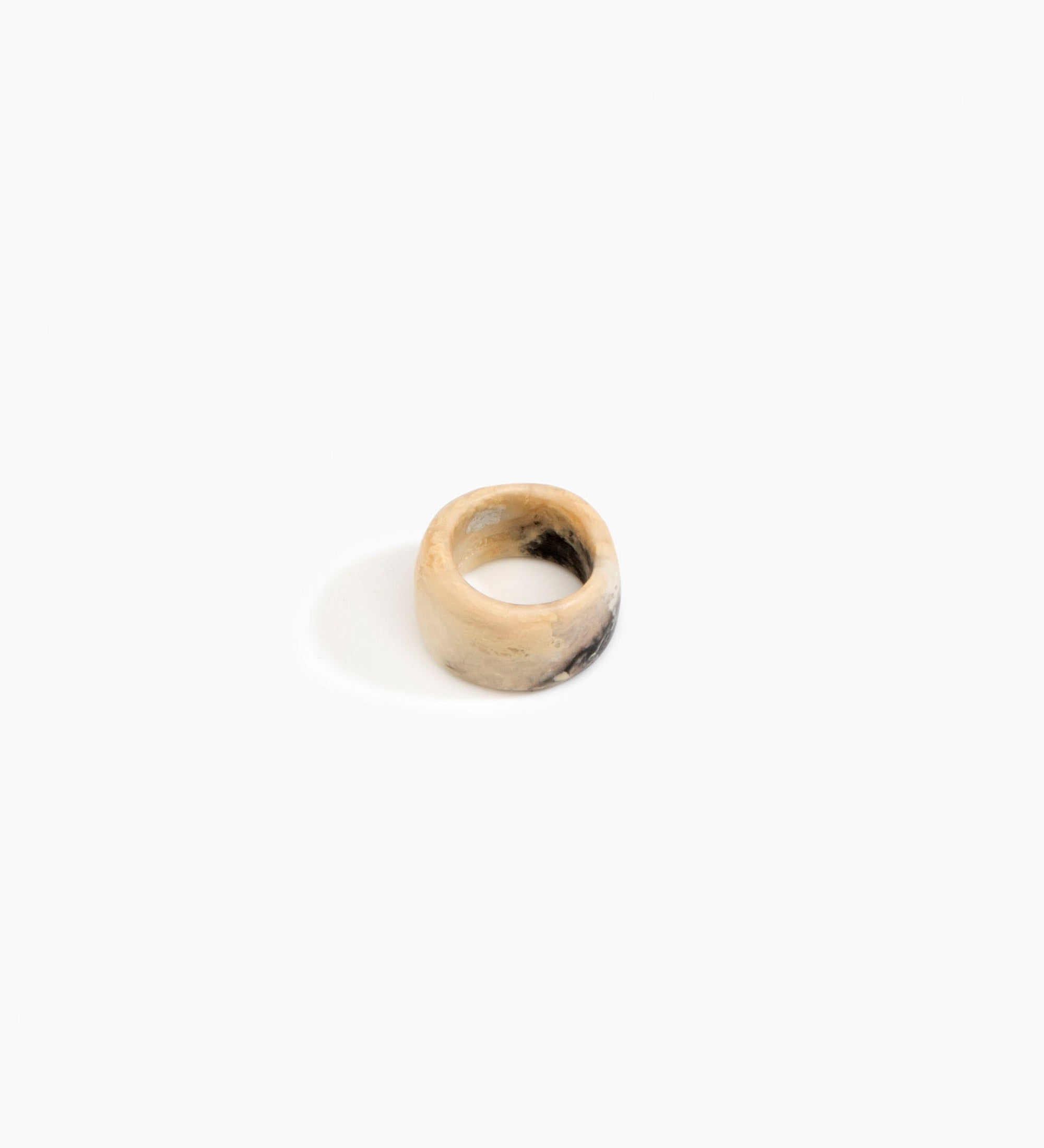 Dinosaur Designs Band Ring Rings in Sandy Pearl Colour resin with Narrow Fit