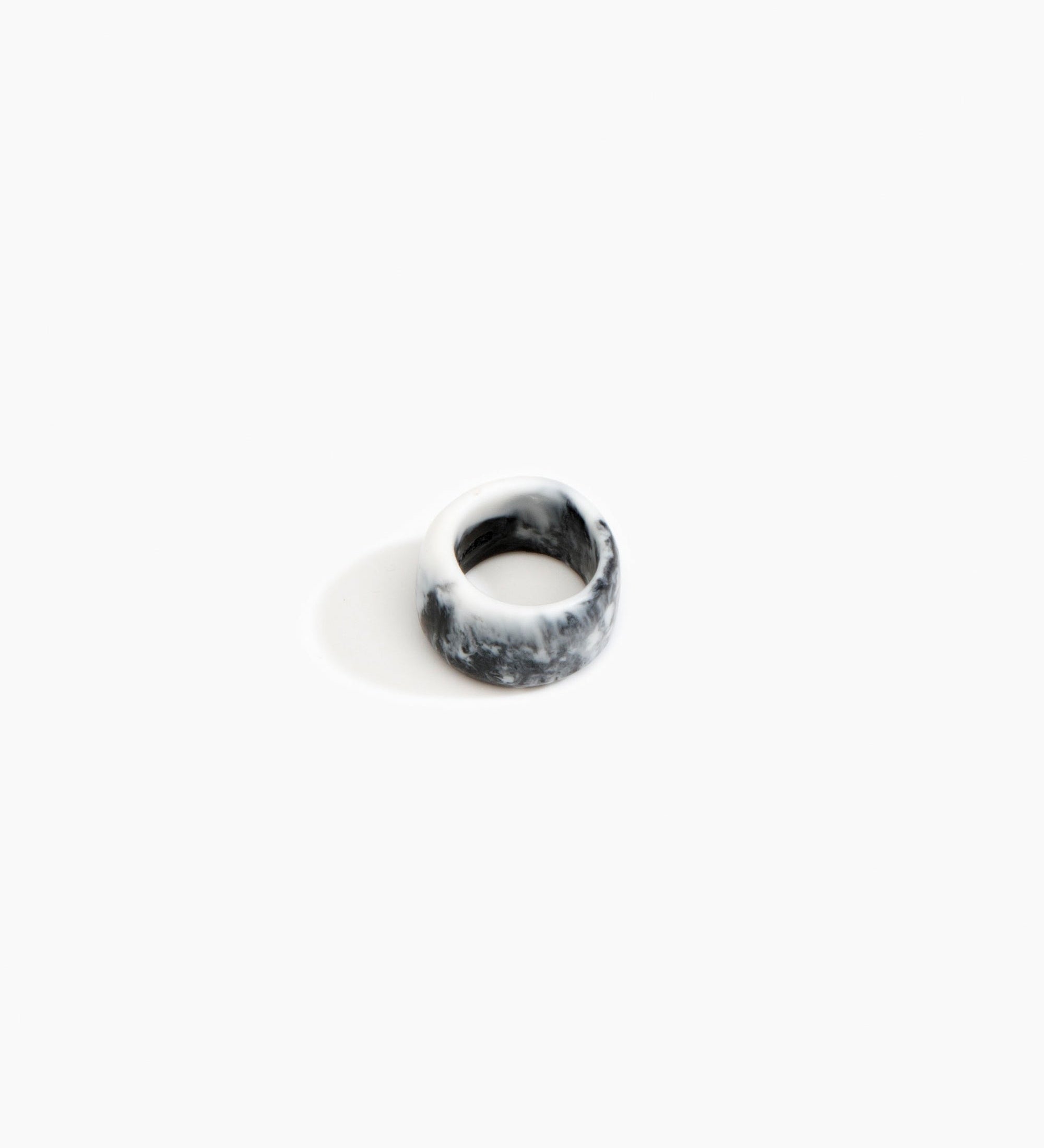 Dinosaur Designs Band Ring Rings in White Marble Colour resin with Narrow Fit