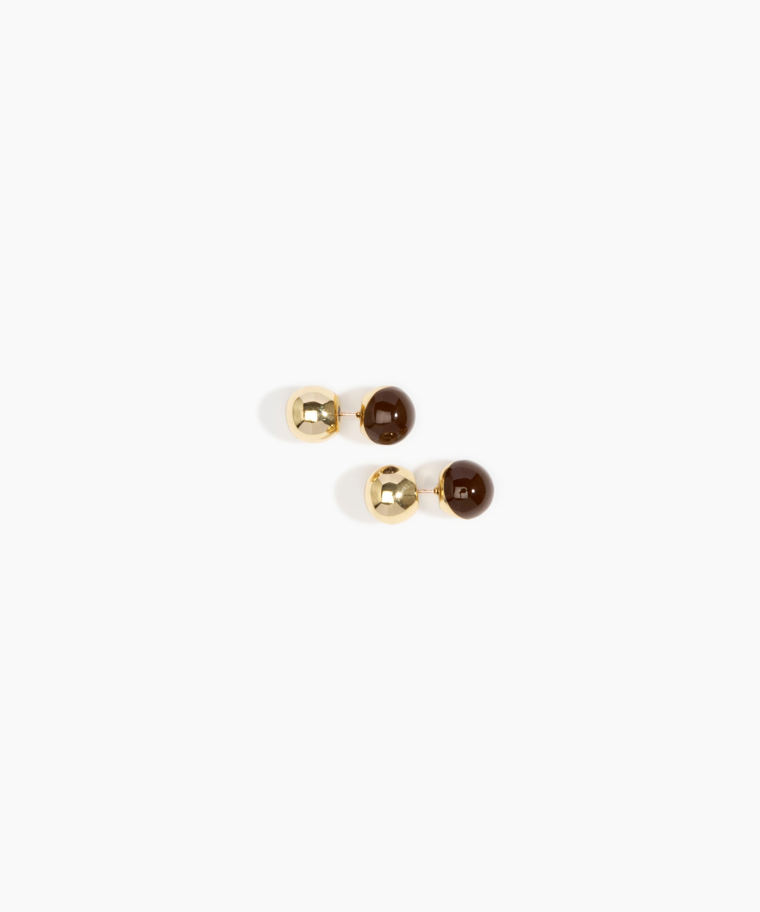 Dinosaur Designs Ball Stud Earrings Earrings in Nano-Coated Brass Material resin with Chestnut Colour