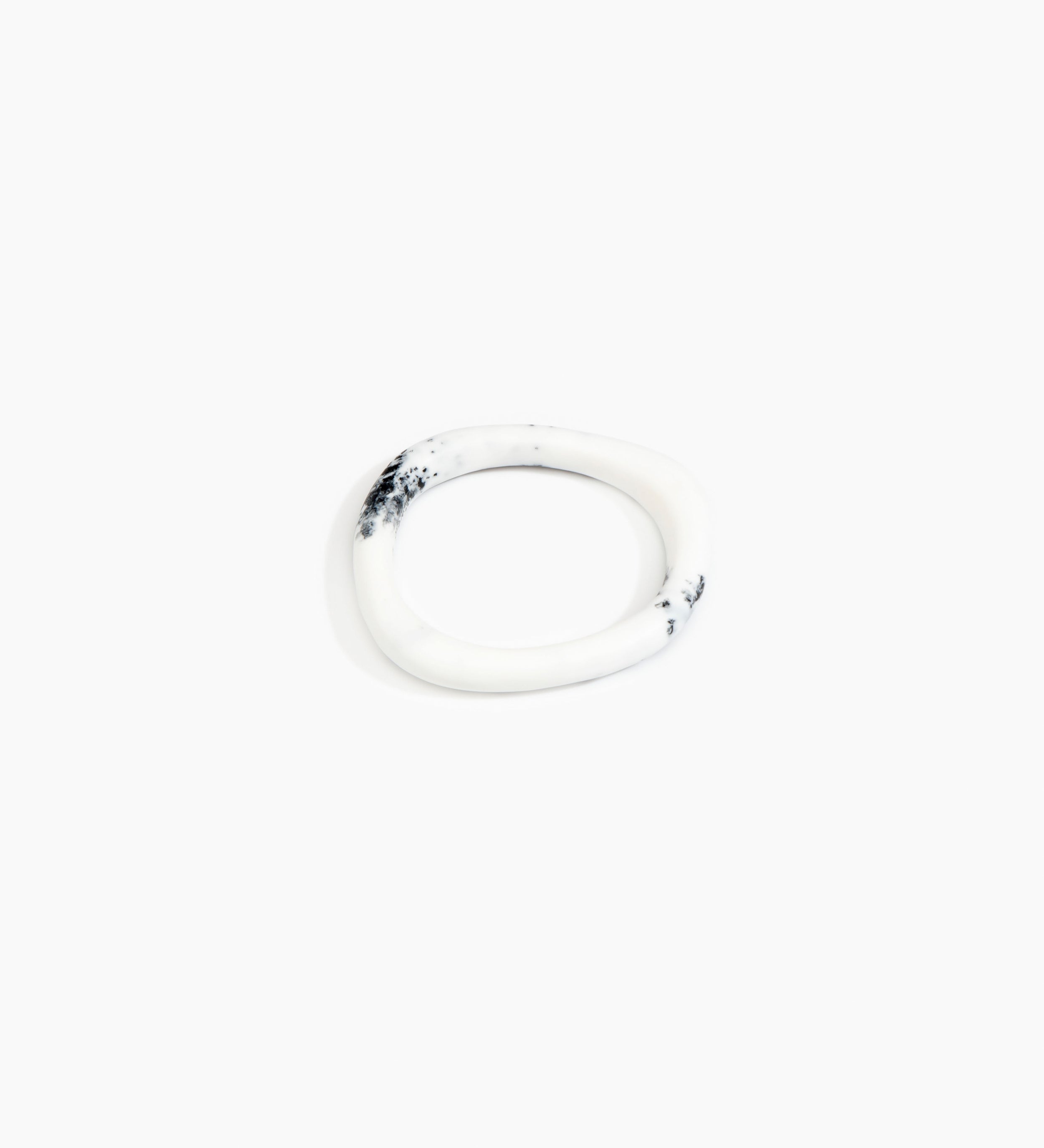 Dinosaur Designs Slate Bangle Bracelets in White Marble Colour resin with Wide Fit