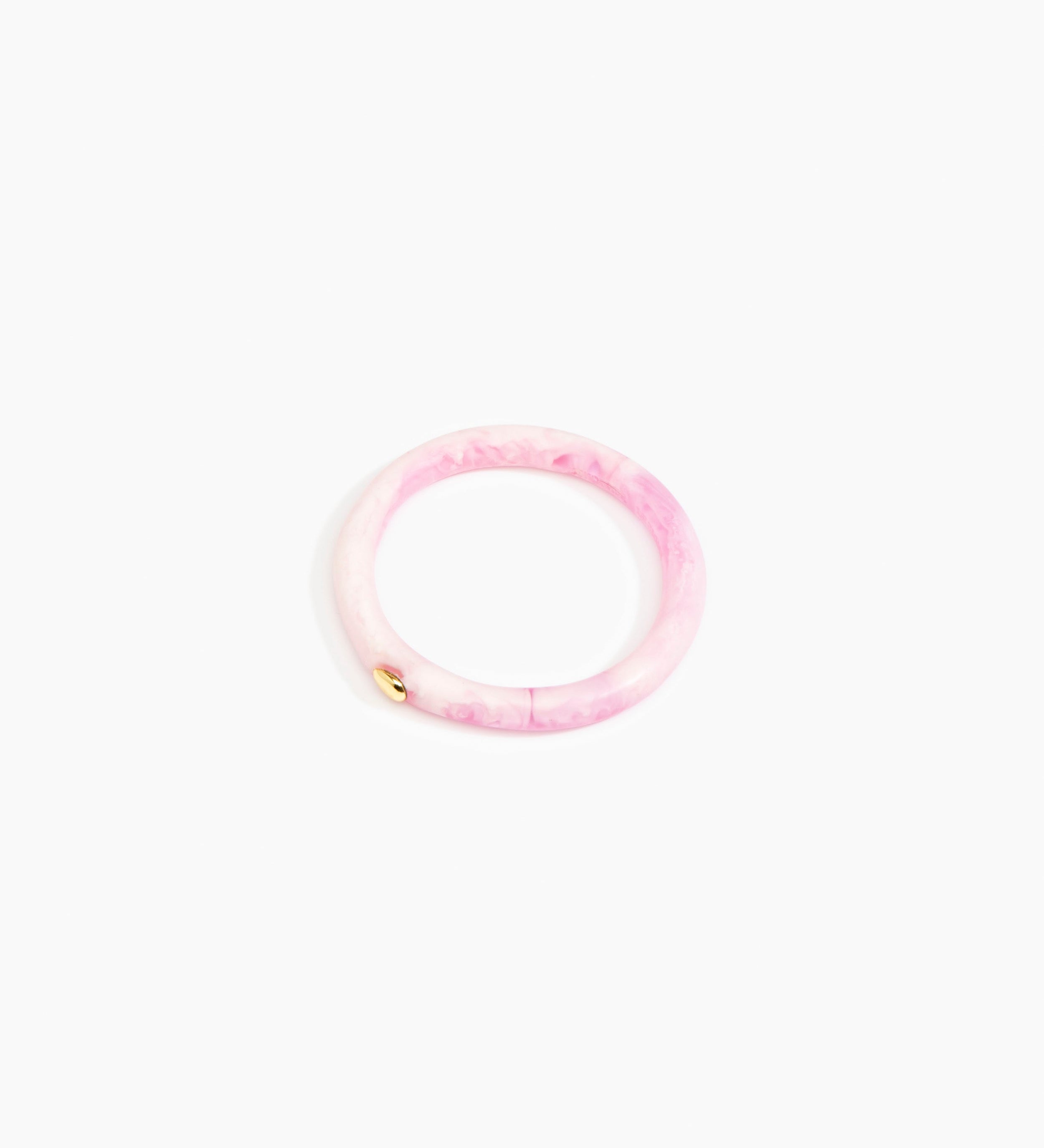 Dinosaur Designs Round Rock Wishbone Bangle Bracelets in Shell Pink Colour resin with Wide Fit