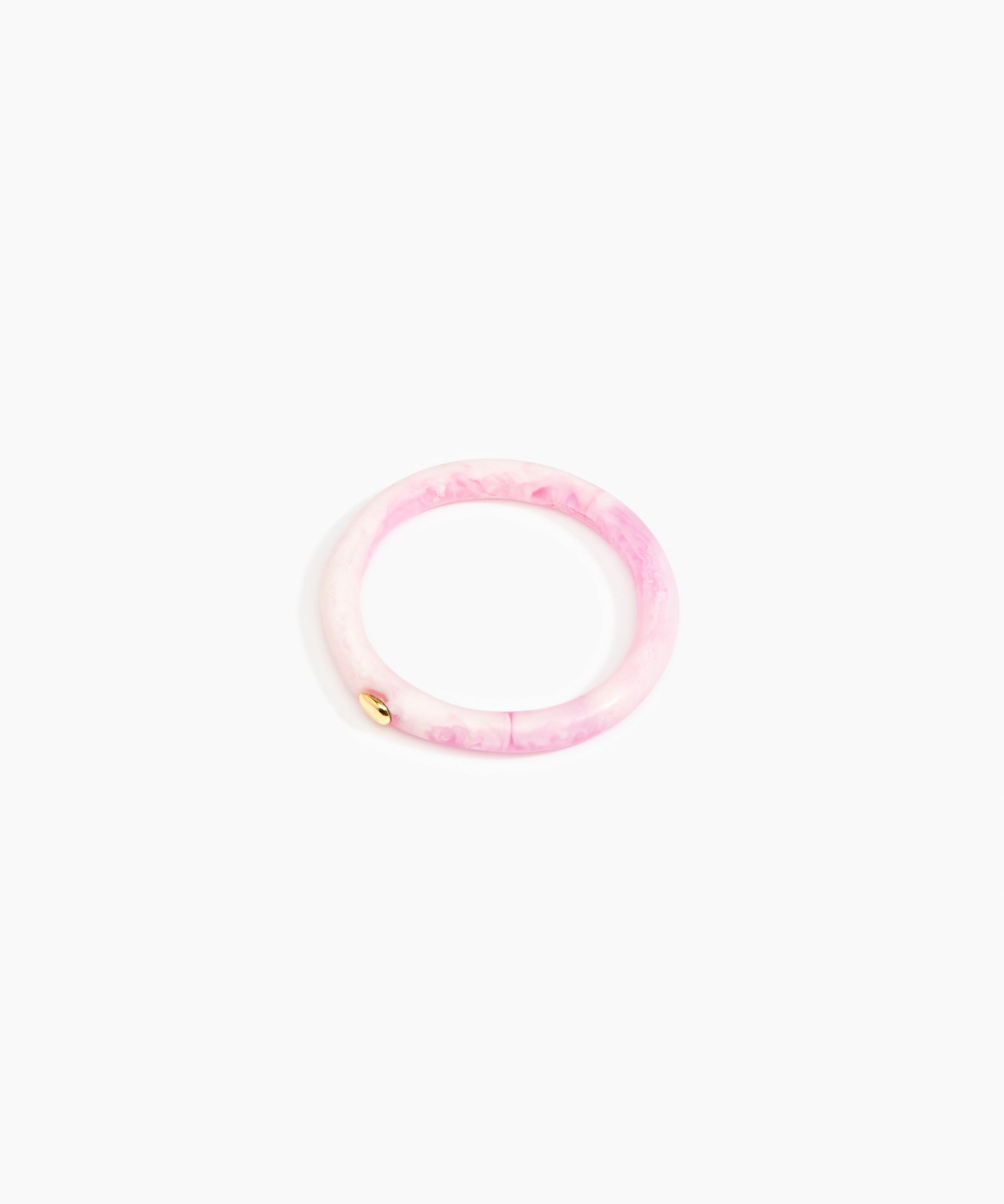 Dinosaur Designs Round Rock Wishbone Bangle Bracelets in Shell Pink Colour resin with Wide Fit