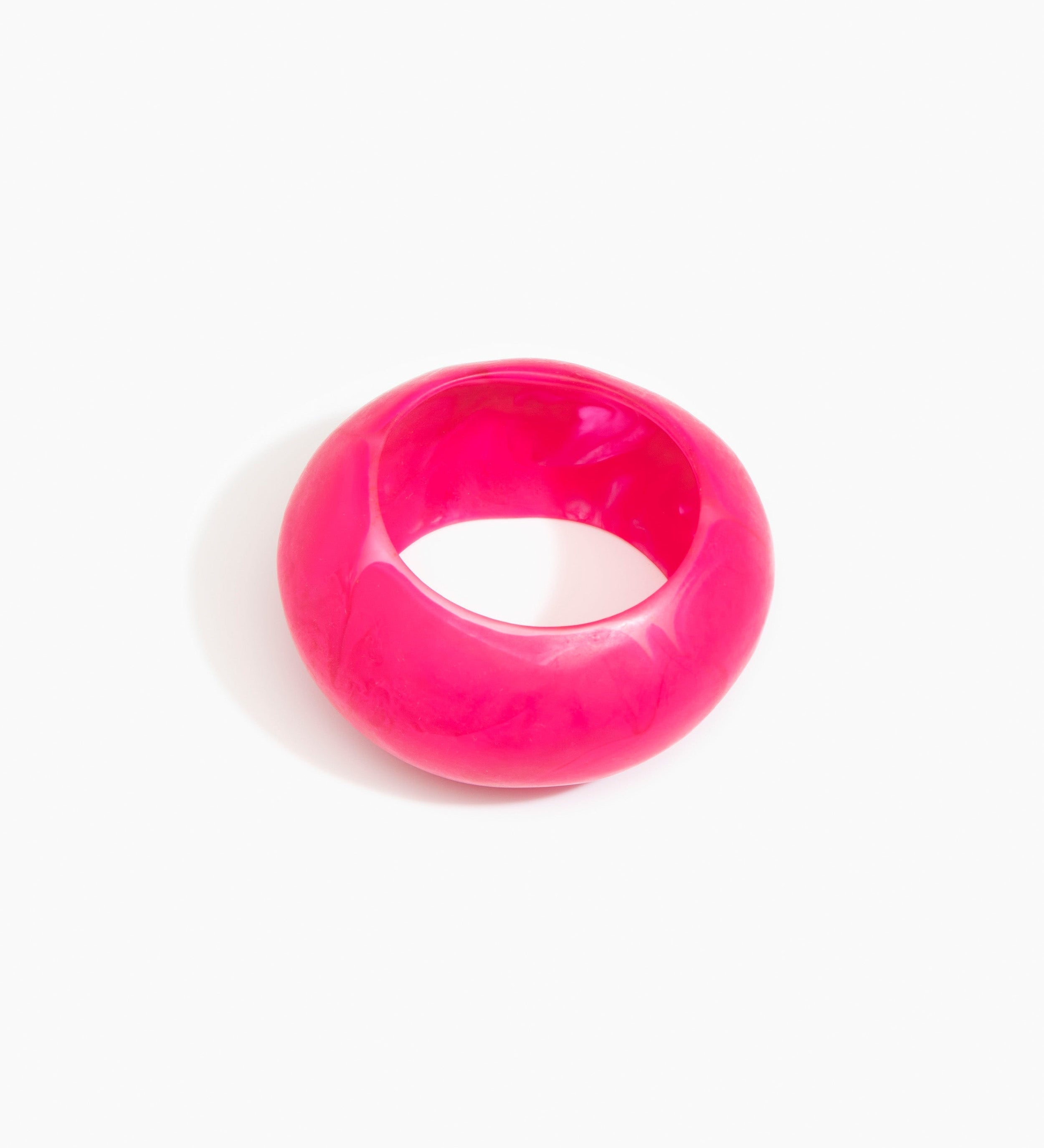 Dinosaur Designs Boulder Bangle Bracelets in Flamingo Colour resin with Wide Fit