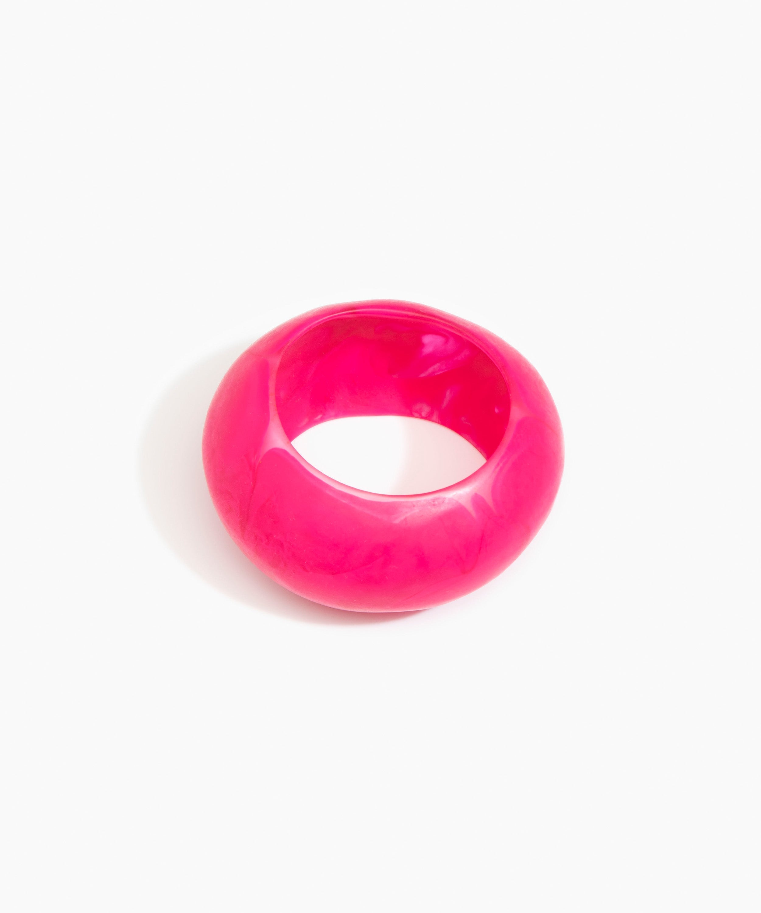 Dinosaur Designs Boulder Bangle Bracelets in Flamingo Colour resin with Wide Fit