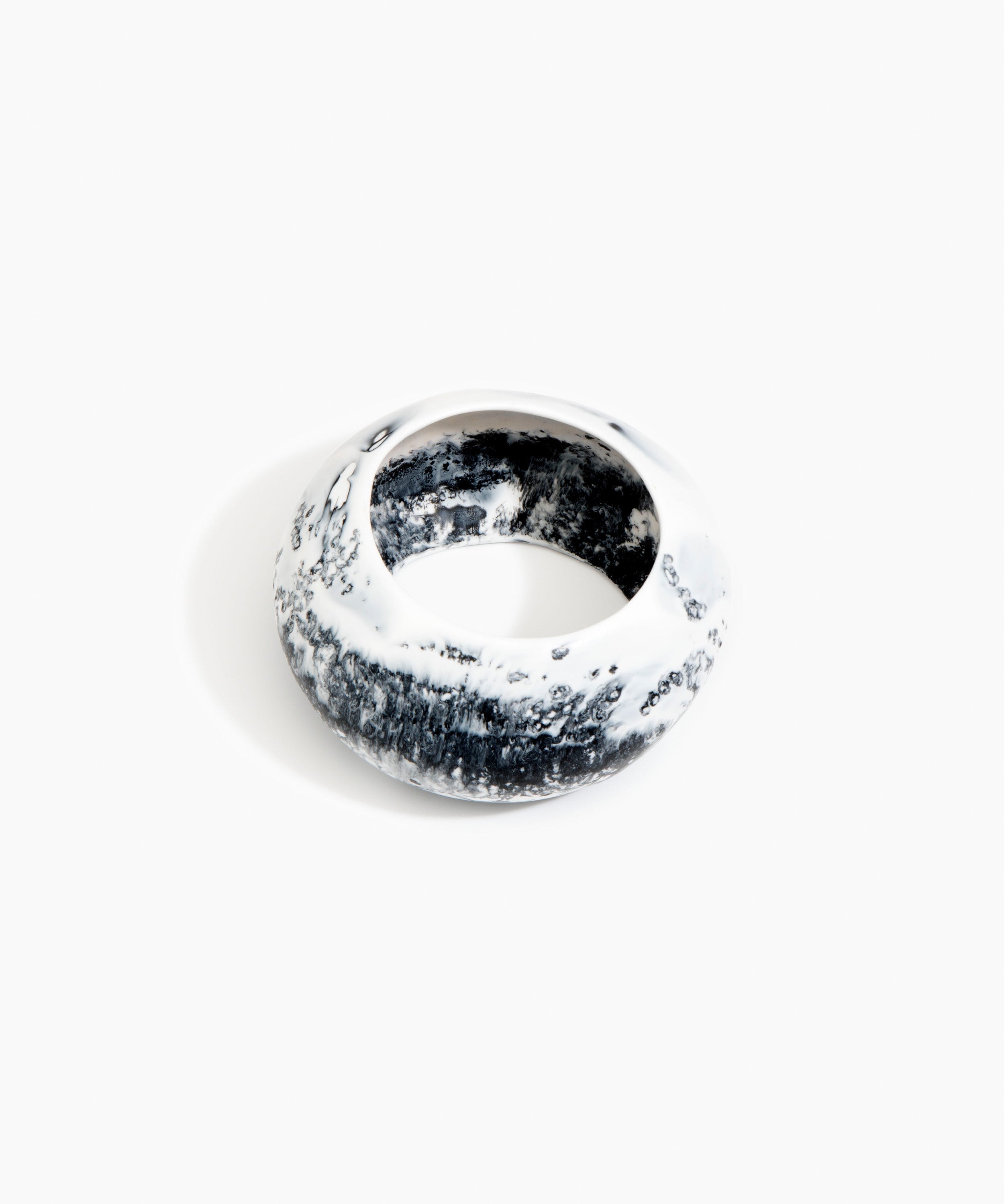 Dinosaur Designs Boulder Bangle Bracelets in White Marble Colour resin with Wide Fit