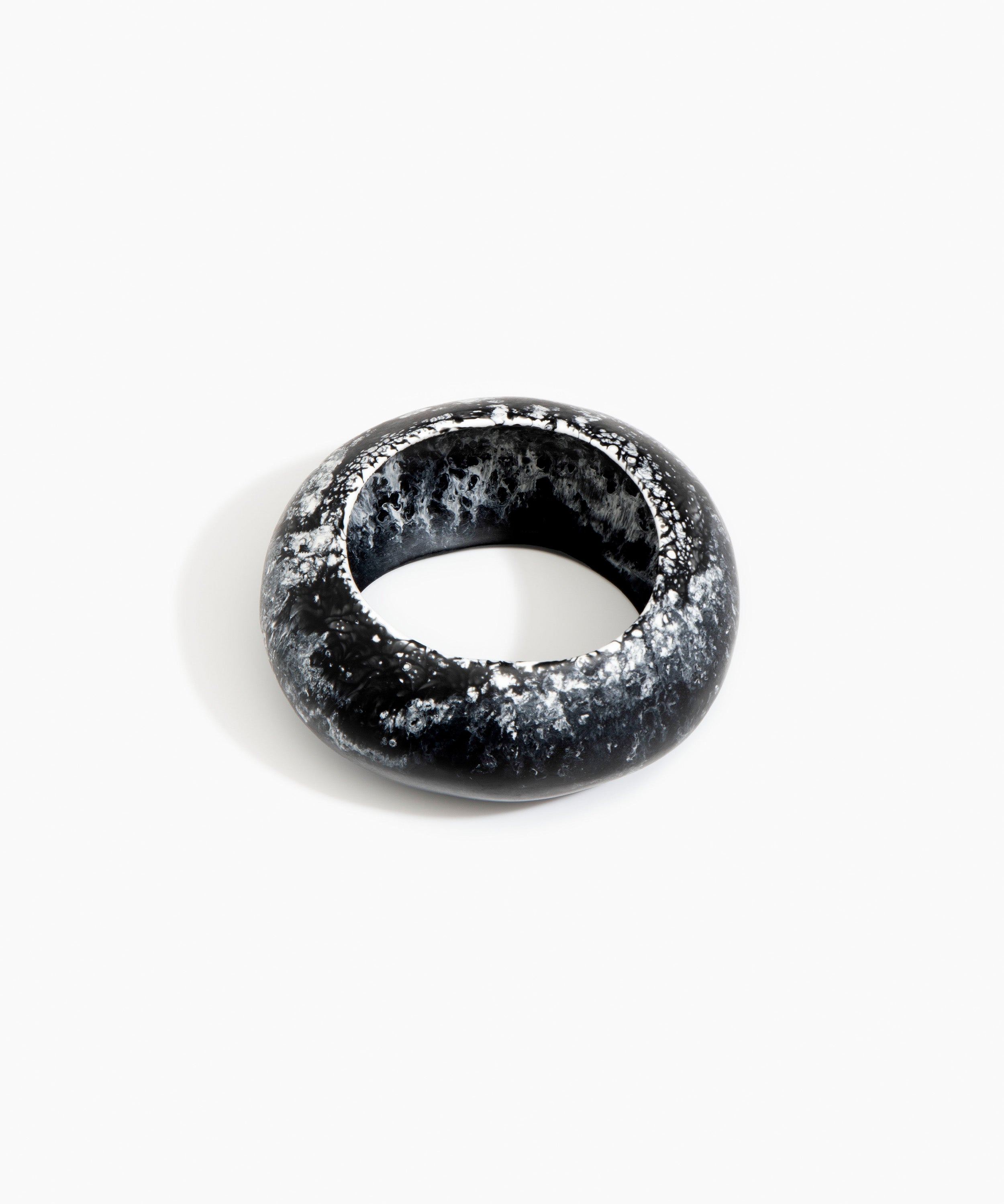 Dinosaur Designs Boulder Bangle Bracelets in Black Marble Colour resin with Wide Fit