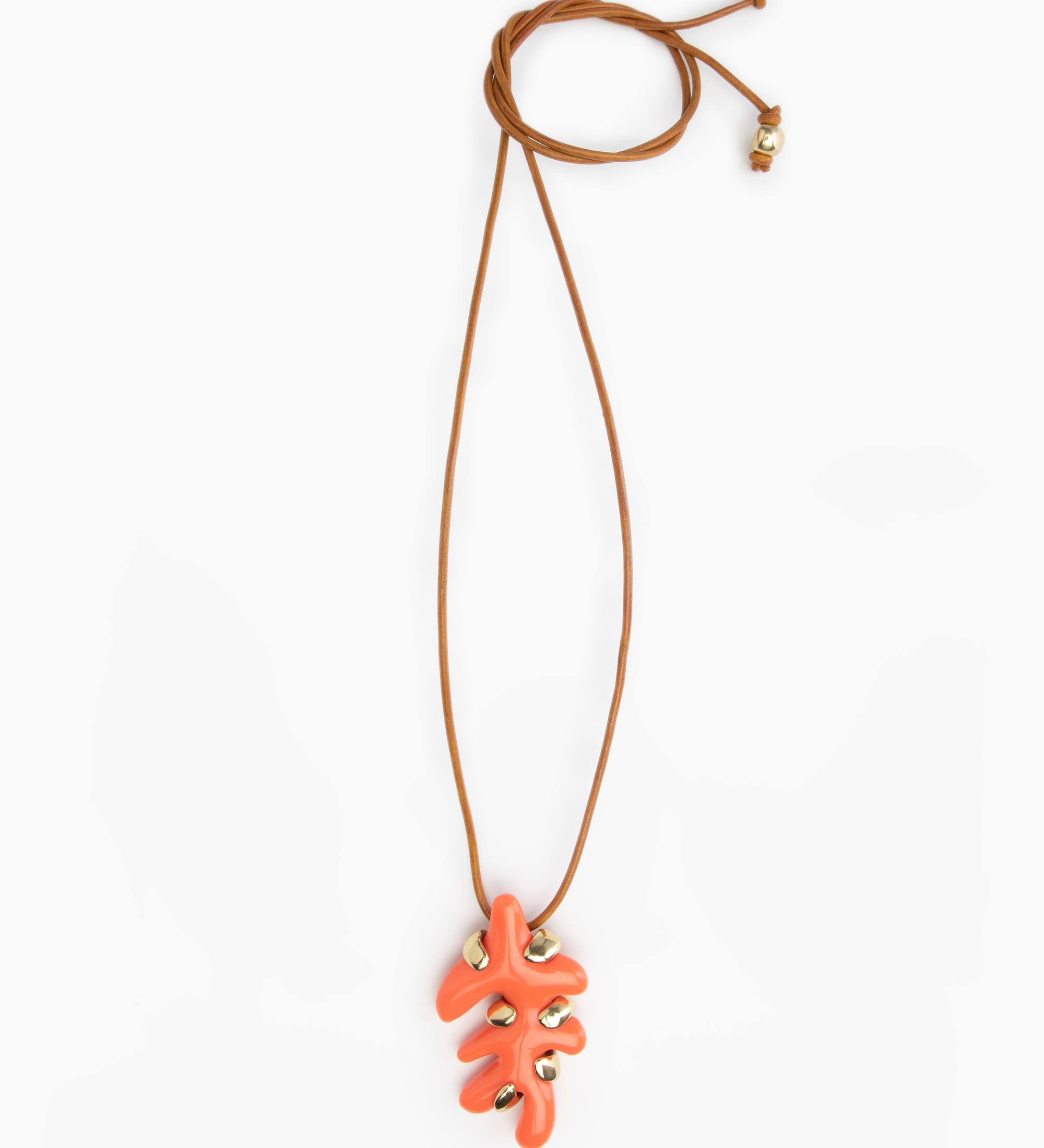 Dinosaur Designs Paradise Leaf Pendant Necklaces in Lychee Colour resin 