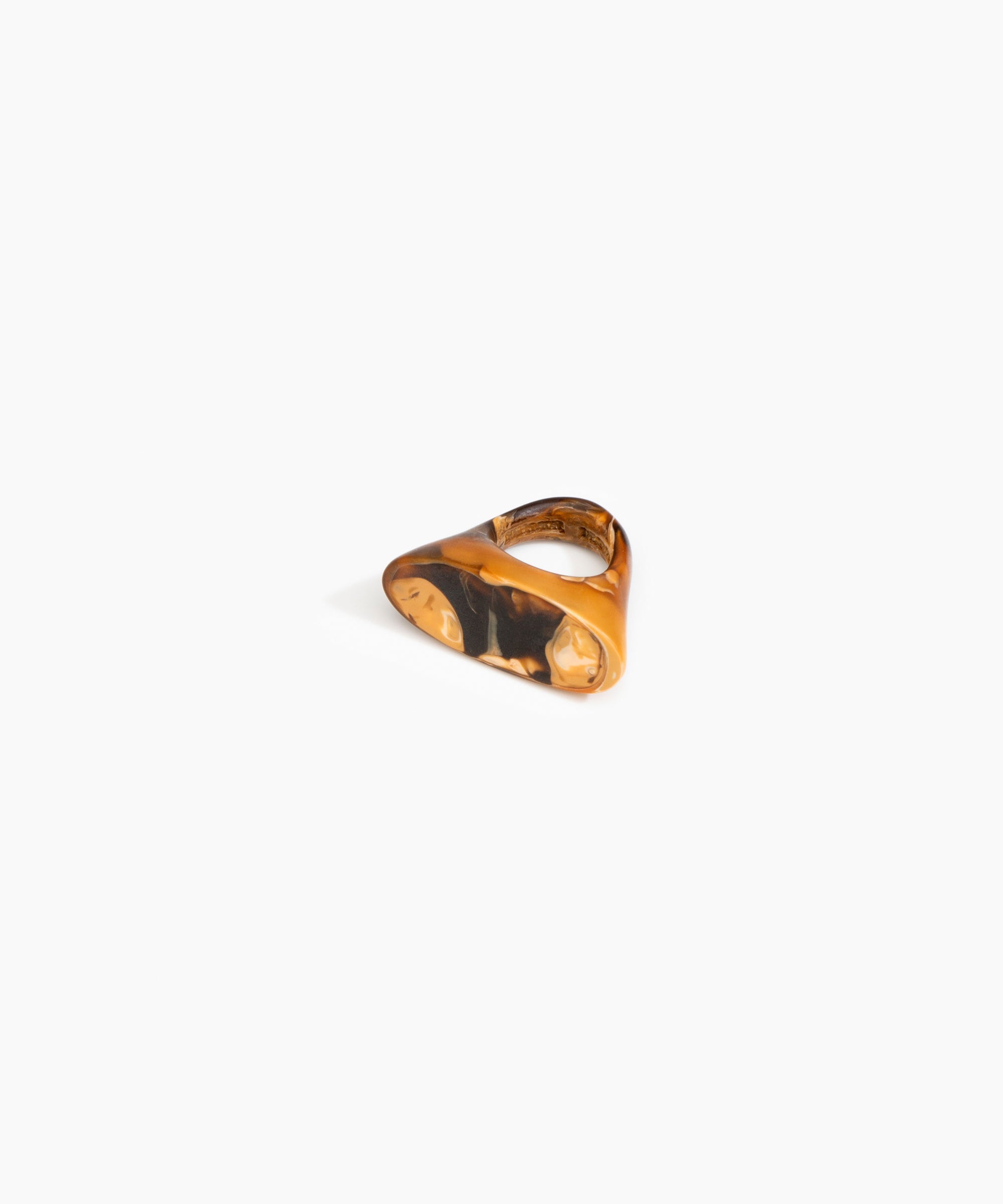 Dinosaur Designs Shield Ring Rings in Dark Horn Colour resin with Wide Fit