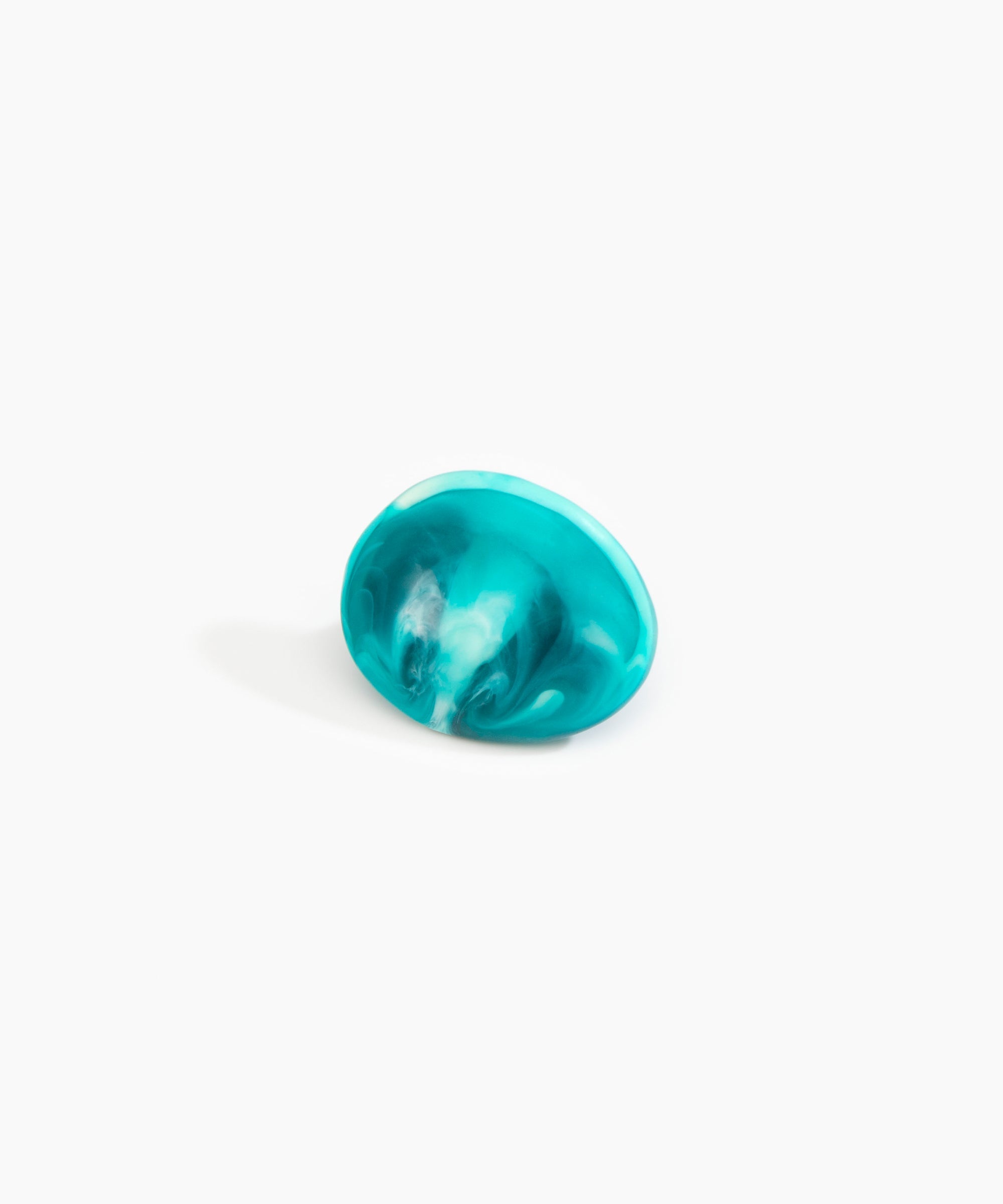 Dinosaur Designs Stone Ring Rings in Lagoon Colour resin with Wide Fit