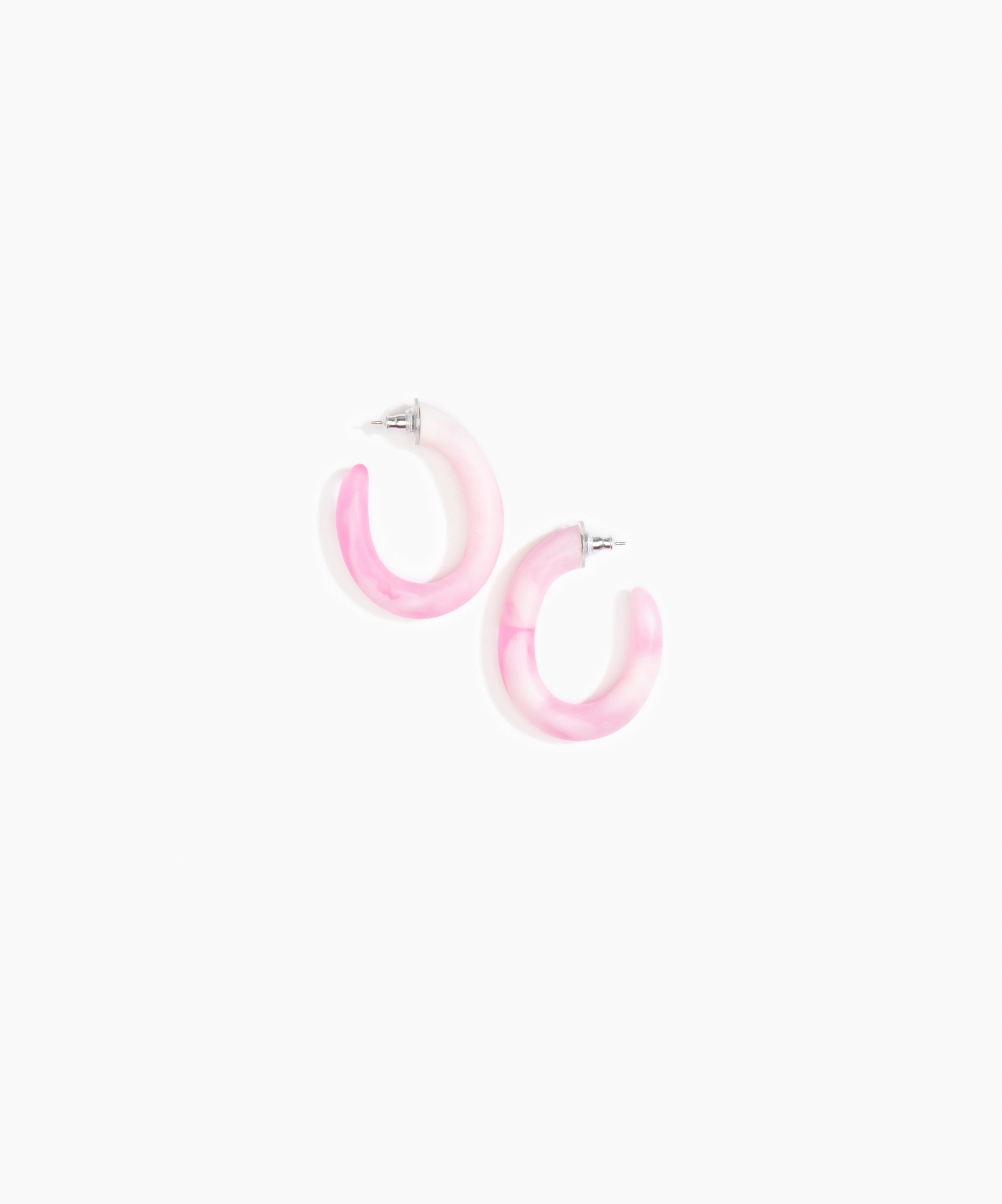 Dinosaur Designs Medium Pebble Loop Earrings Earrings in Shell Pink Colour resin 