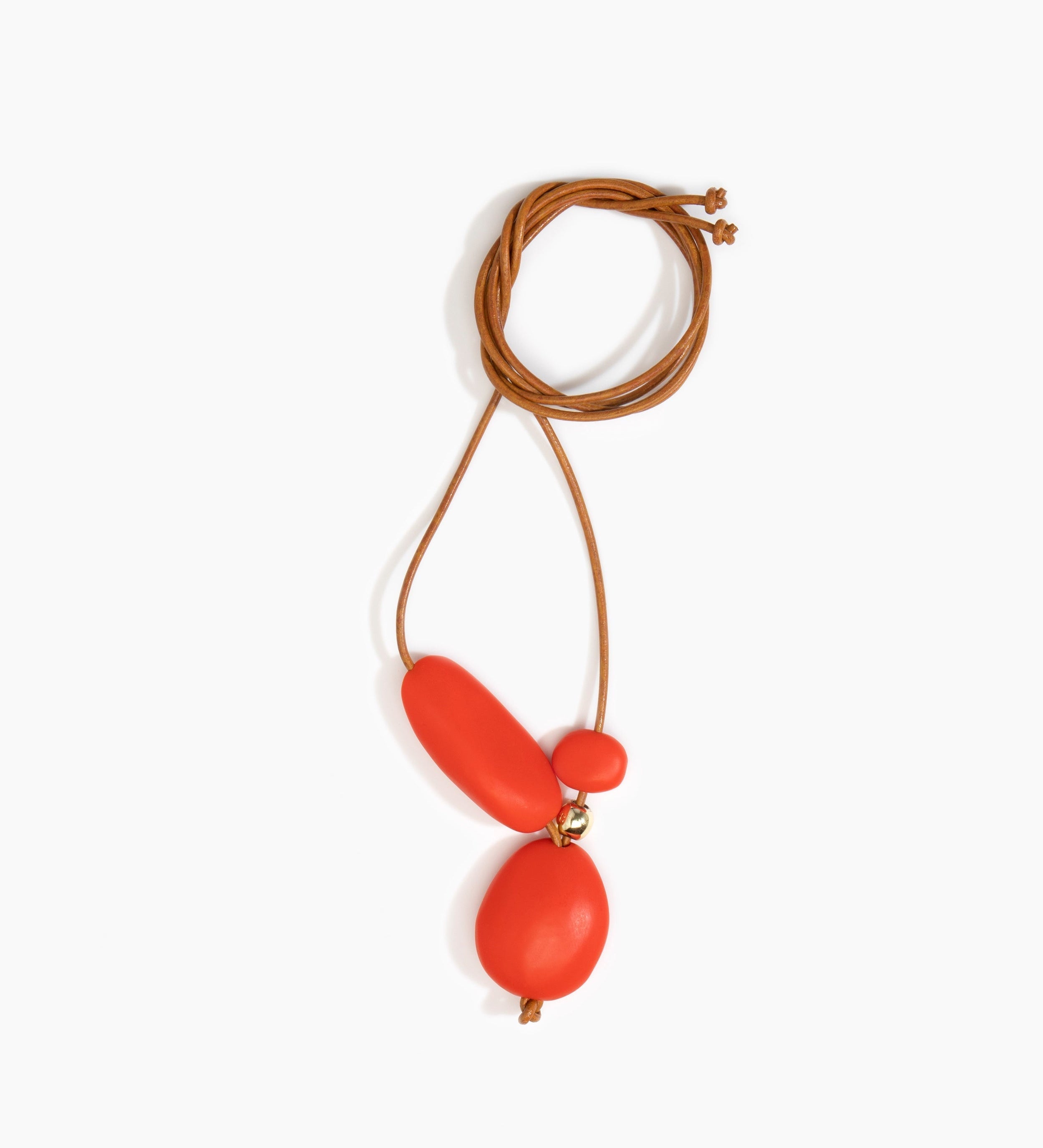 Dinosaur Designs Rock Cluster Pendant Necklaces in Coral Pop Colour resin with Nano-Coated Brass Bead Material