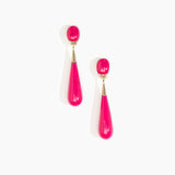 Dinosaur Designs Large Dew Drop Earrings Earrings in Flamingo Colour resin with Studs Backing