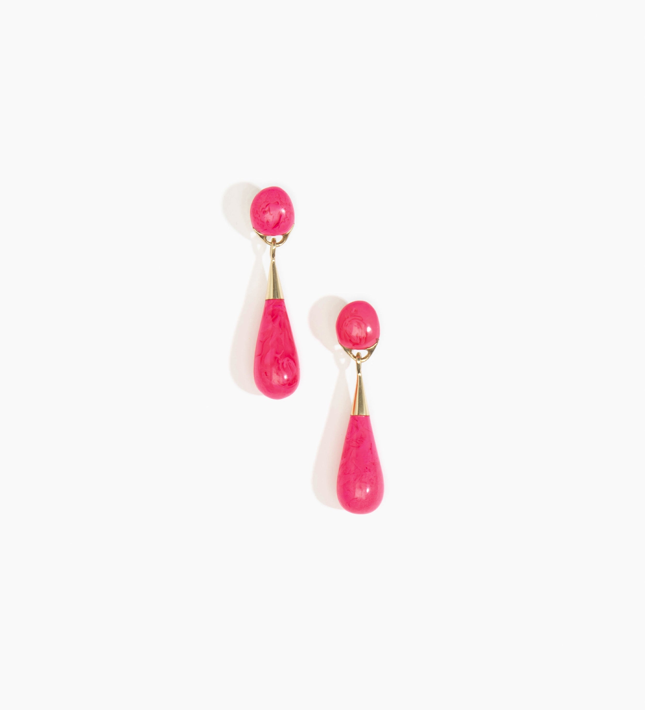 Dinosaur Designs Medium Dew Drop Earrings Earrings in Flamingo Colour resin with Studs Backing