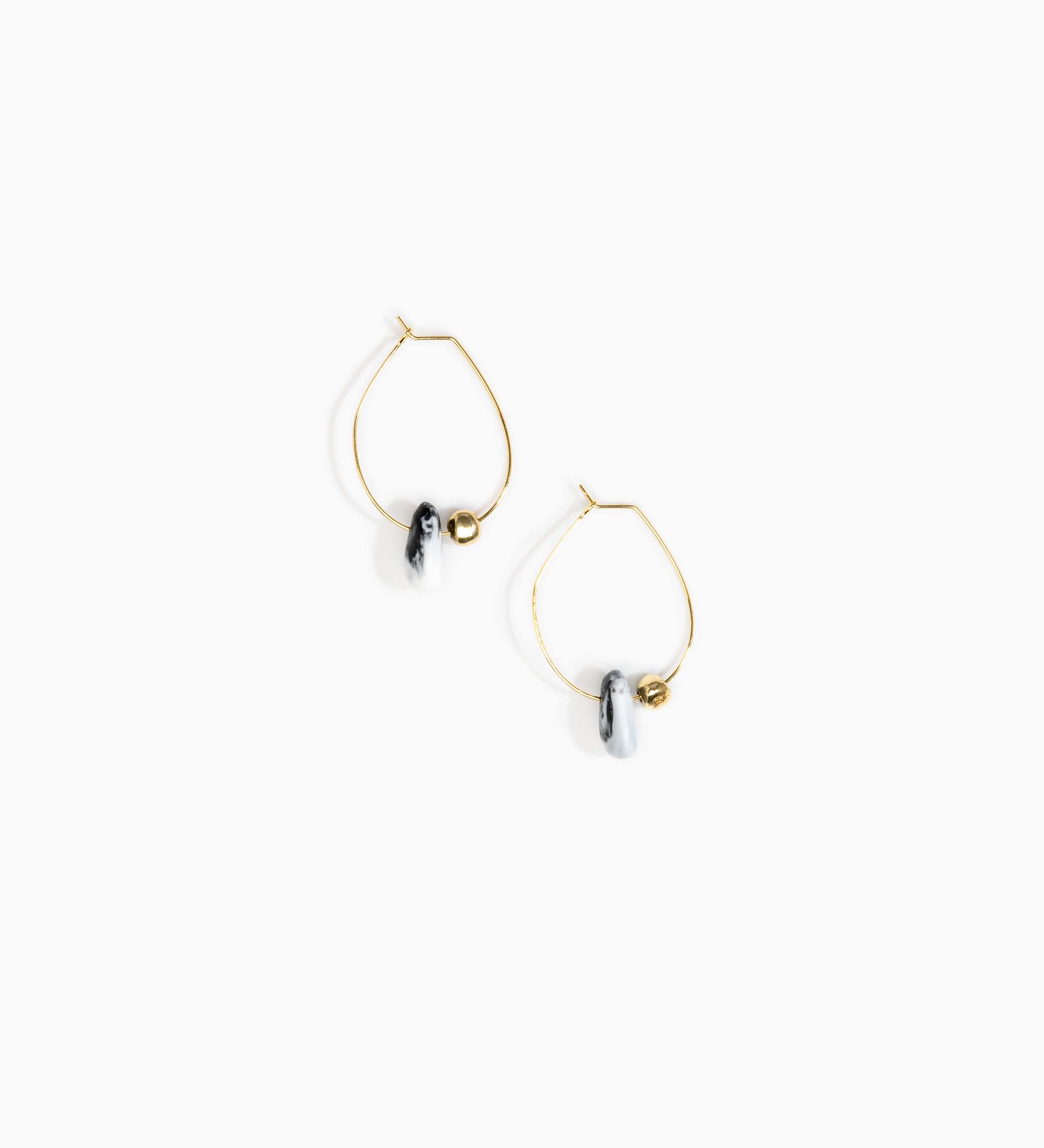 Dinosaur Designs Joie De Vivre Hoop Earrings Earrings in White Marble Colour resin with Gold-Filled Material