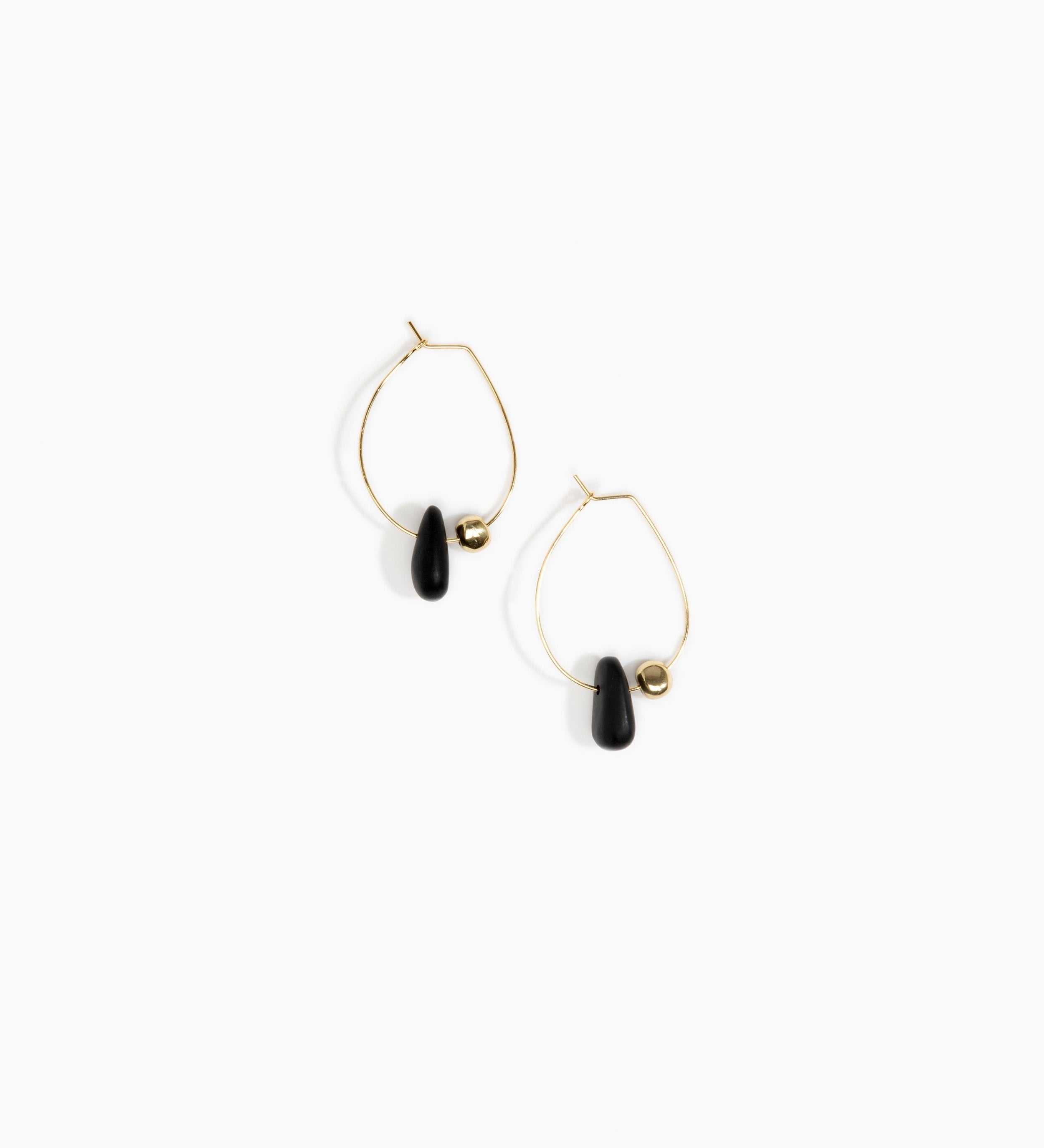 Dinosaur Designs Joie De Vivre Hoop Earrings Earrings in Black Colour resin with Gold-Filled Material