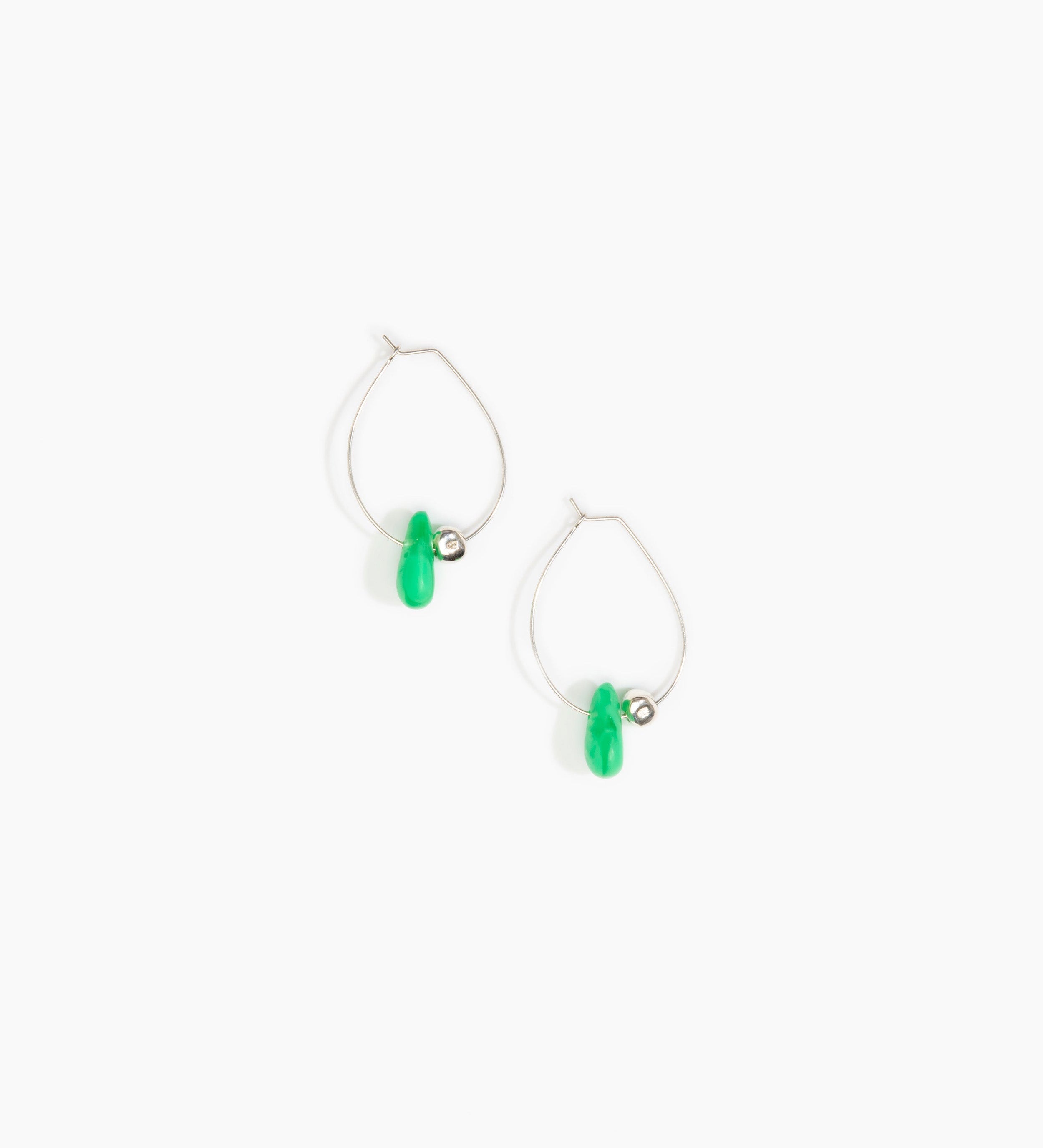 Dinosaur Designs Joie De Vivre Hoop Earrings Earrings in Leaf Colour resin with 925 Sterling Silver Material