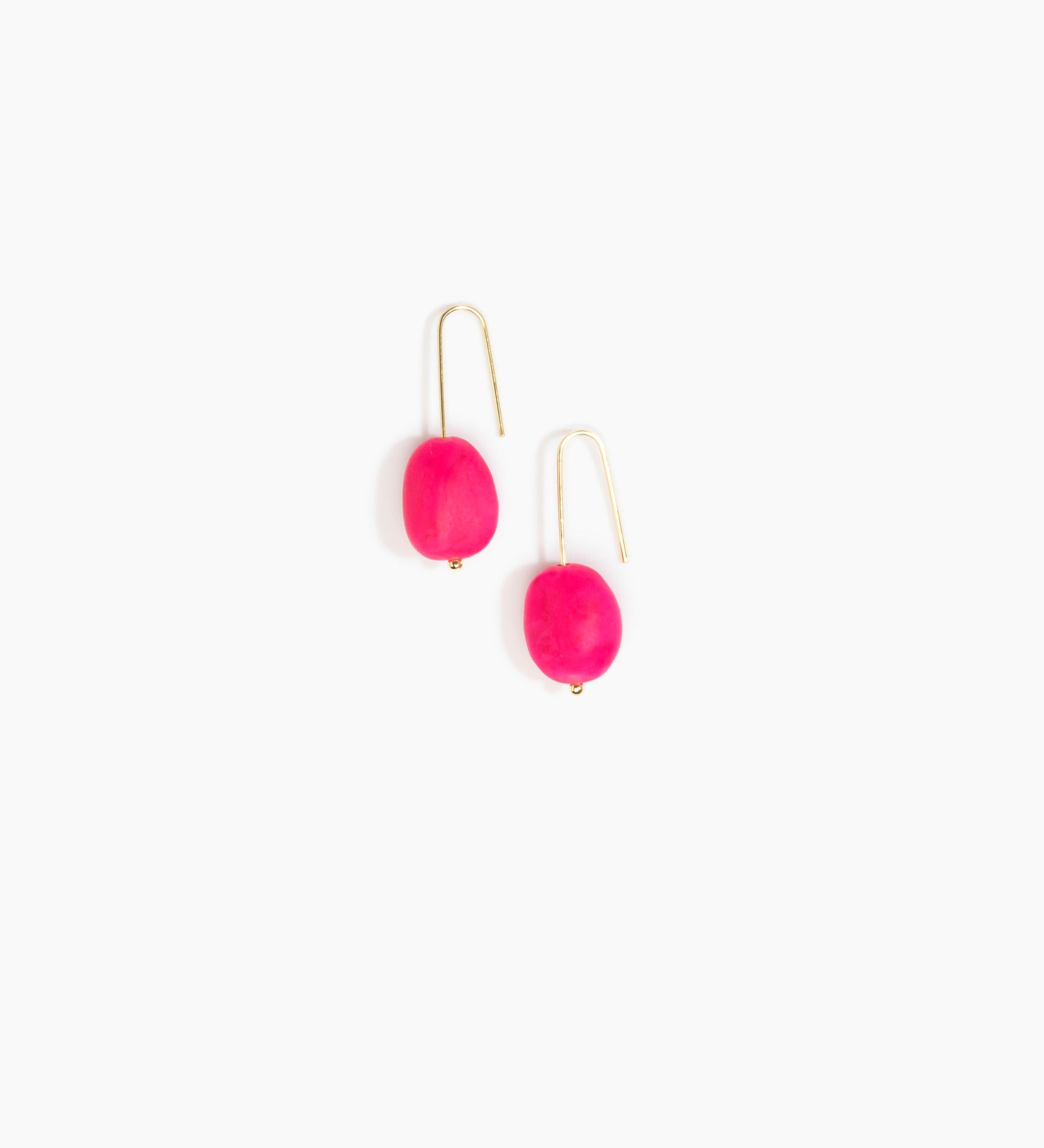 Dinosaur Designs Earth Wire Earrings Earrings in Flamingo Colour resin with Gold-Filled Material