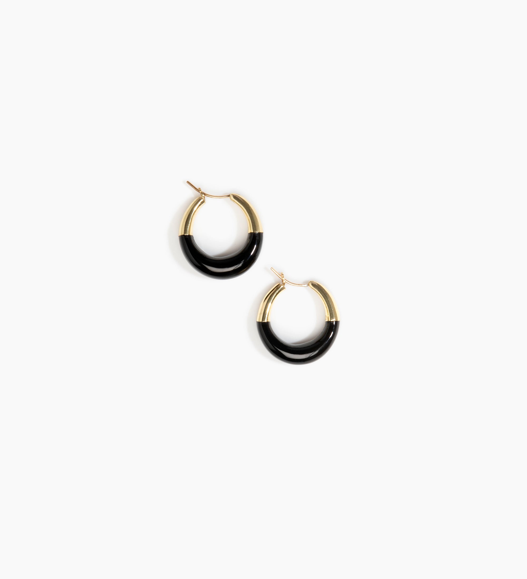 Dinosaur Designs Small Horn Hoop Earrings Earrings in Black Colour resin 