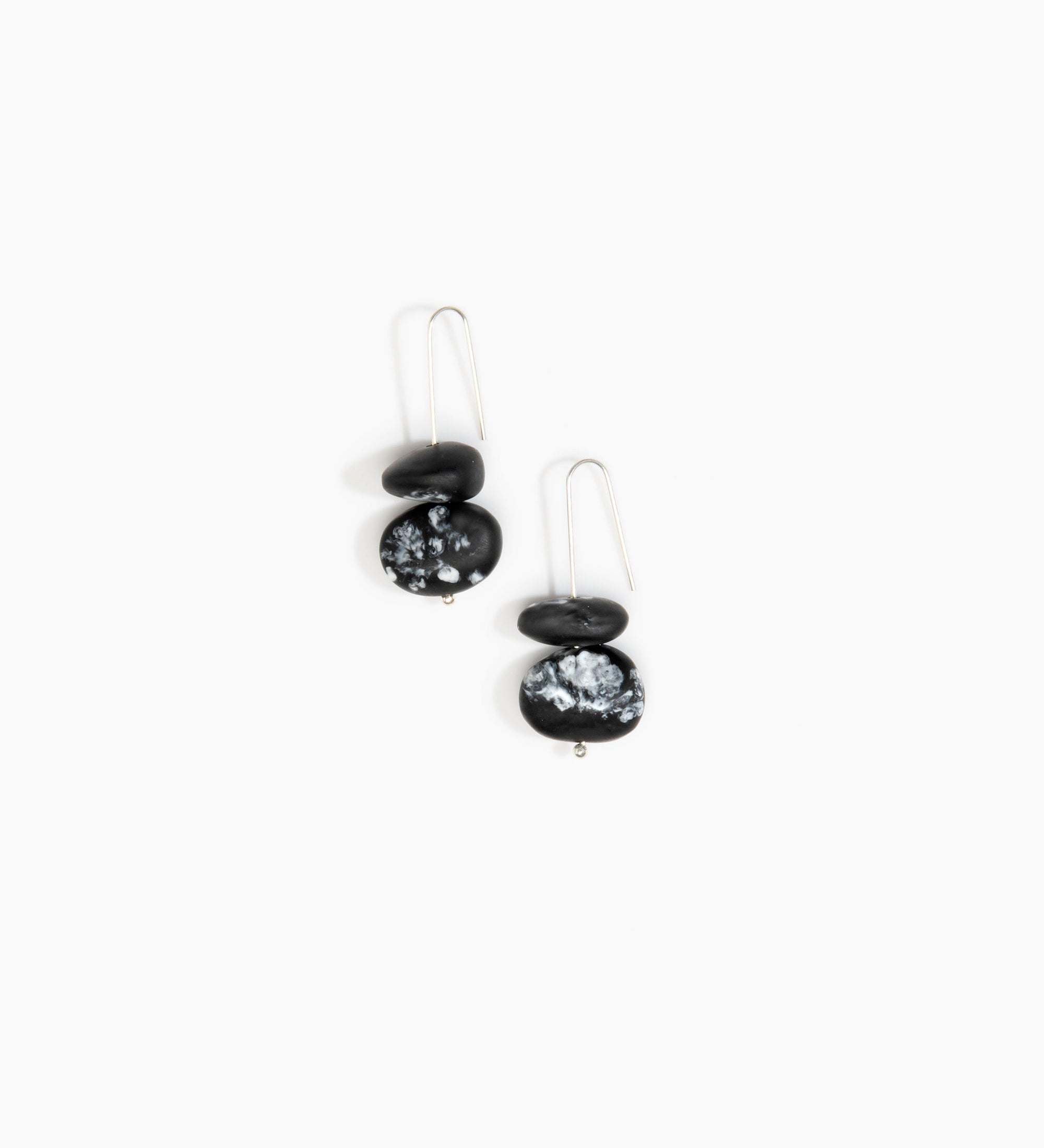 Dinosaur Designs Temple Earth Wire Earrings Earrings in Black Marble Colour resin with 925 Sterling Silver Material