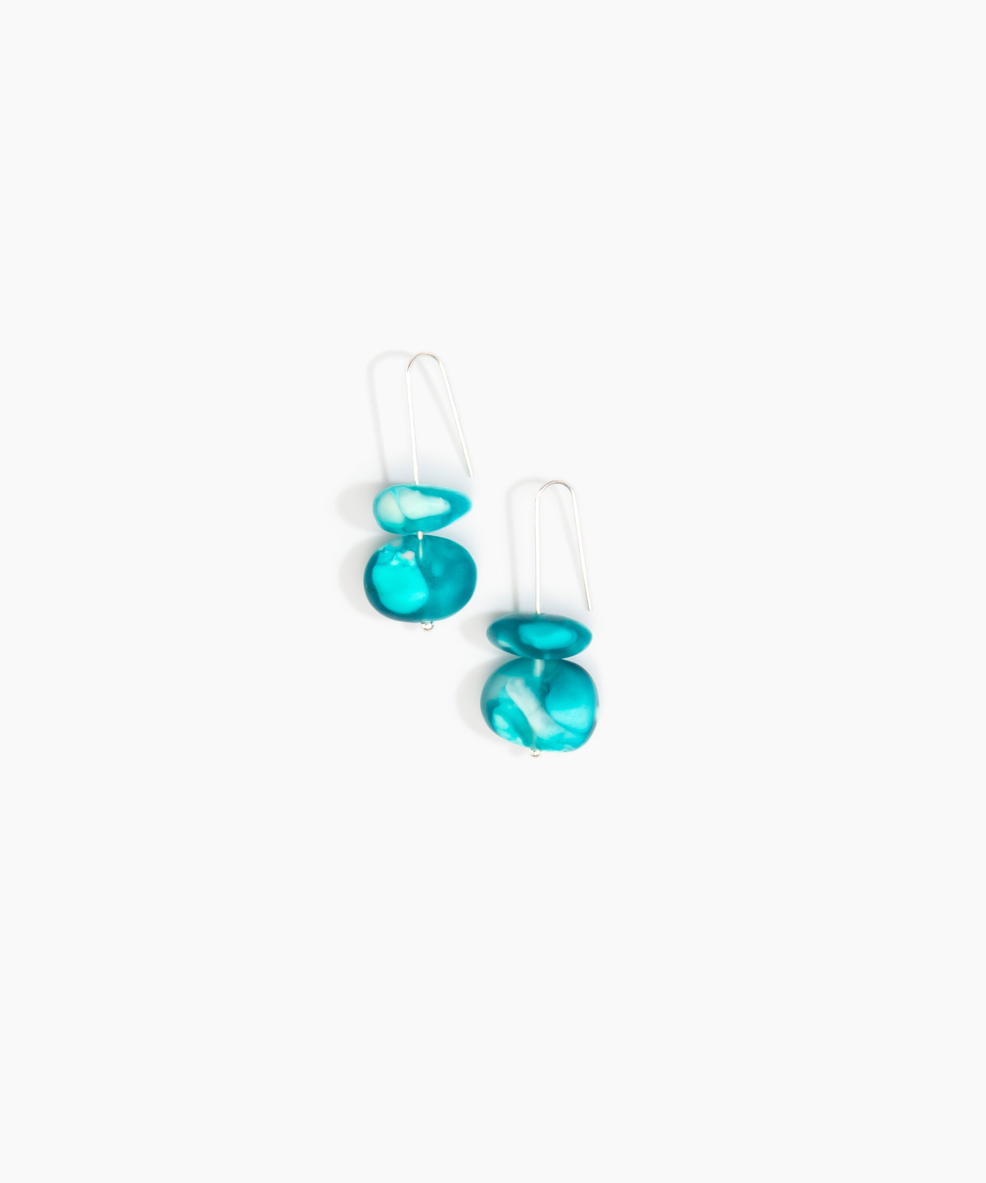 Dinosaur Designs Temple Earth Wire Earrings Earrings in Lagoon Colour resin with 925 Sterling Silver Material