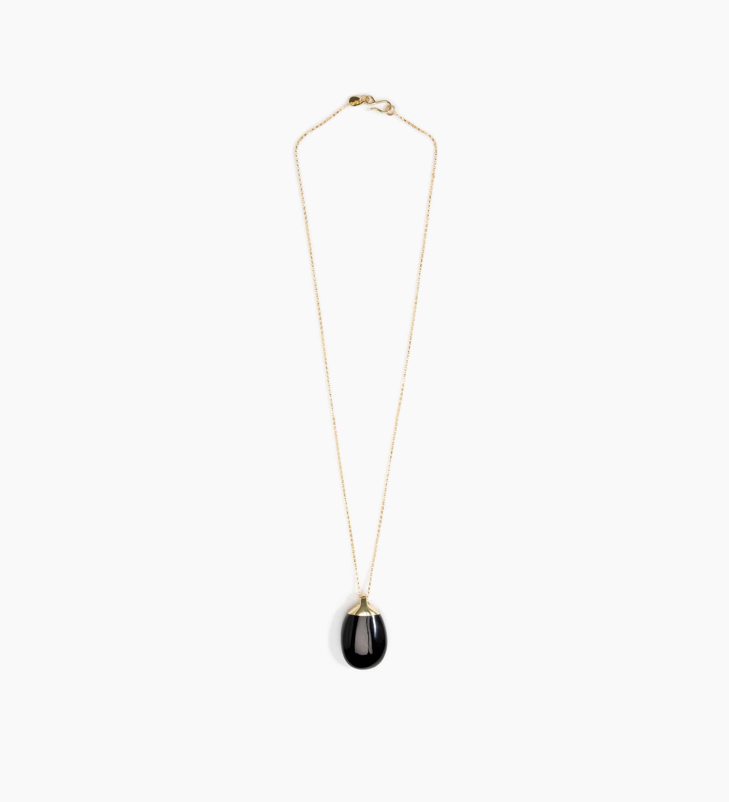 Dinosaur Designs Medium River Rock Pendant Necklaces in Black Colour resin with Gold-Filled Material