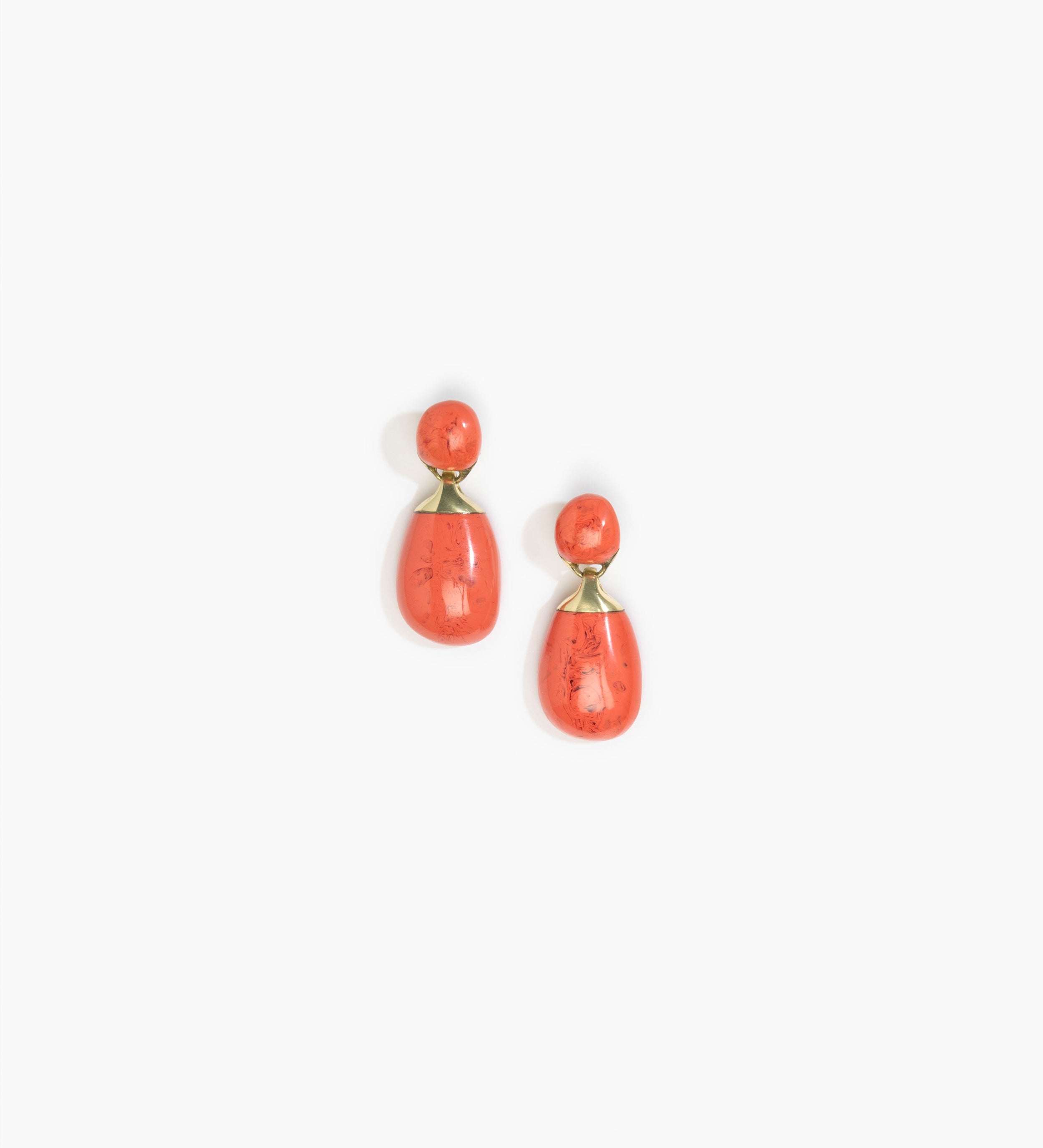 Dinosaur Designs Small River Rock Earrings Earrings in Coral Swirl Colour resin with Studs Backing