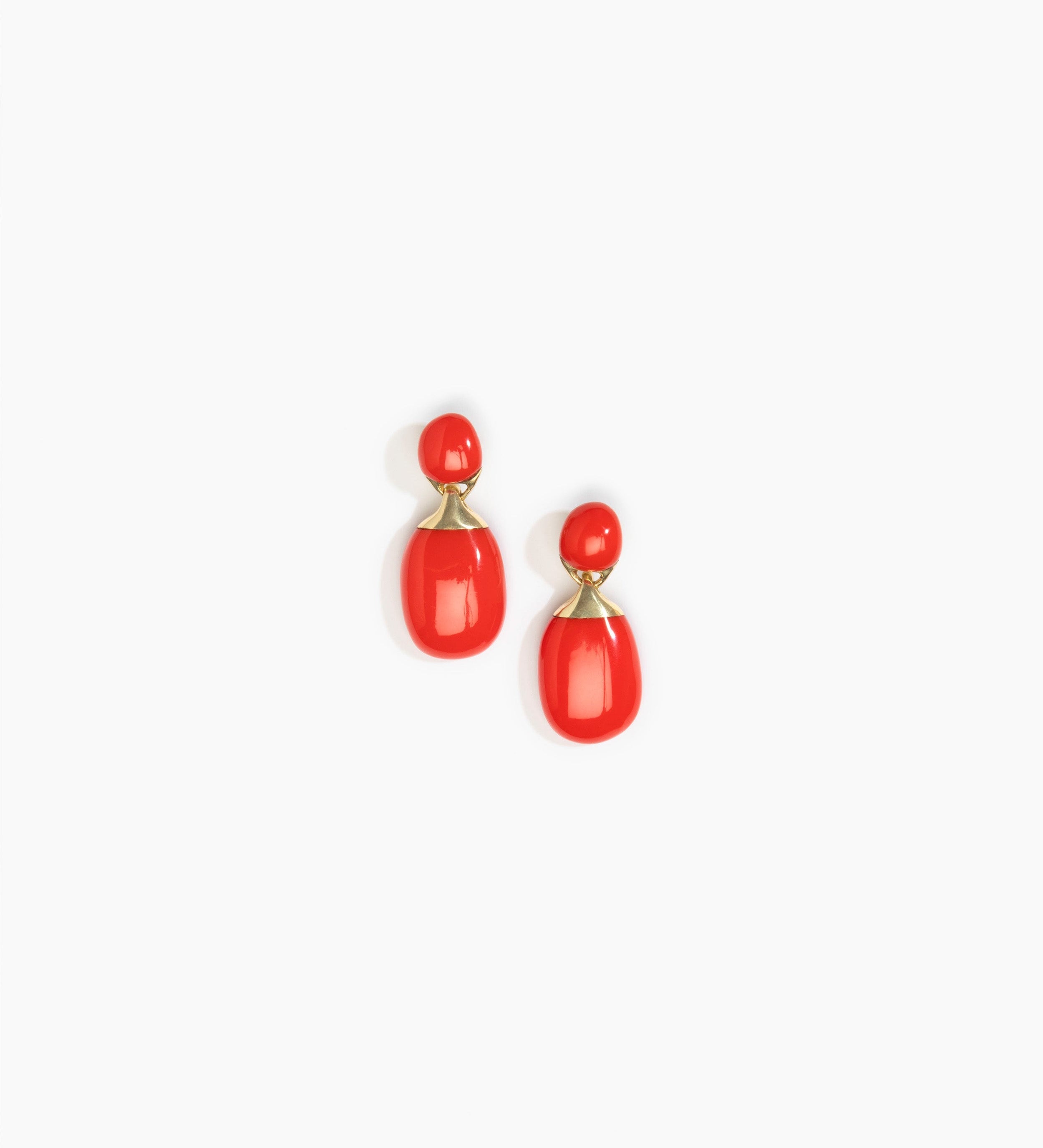 Dinosaur Designs Small River Rock Earrings Earrings in Coral Pop Colour resin with Studs Backing