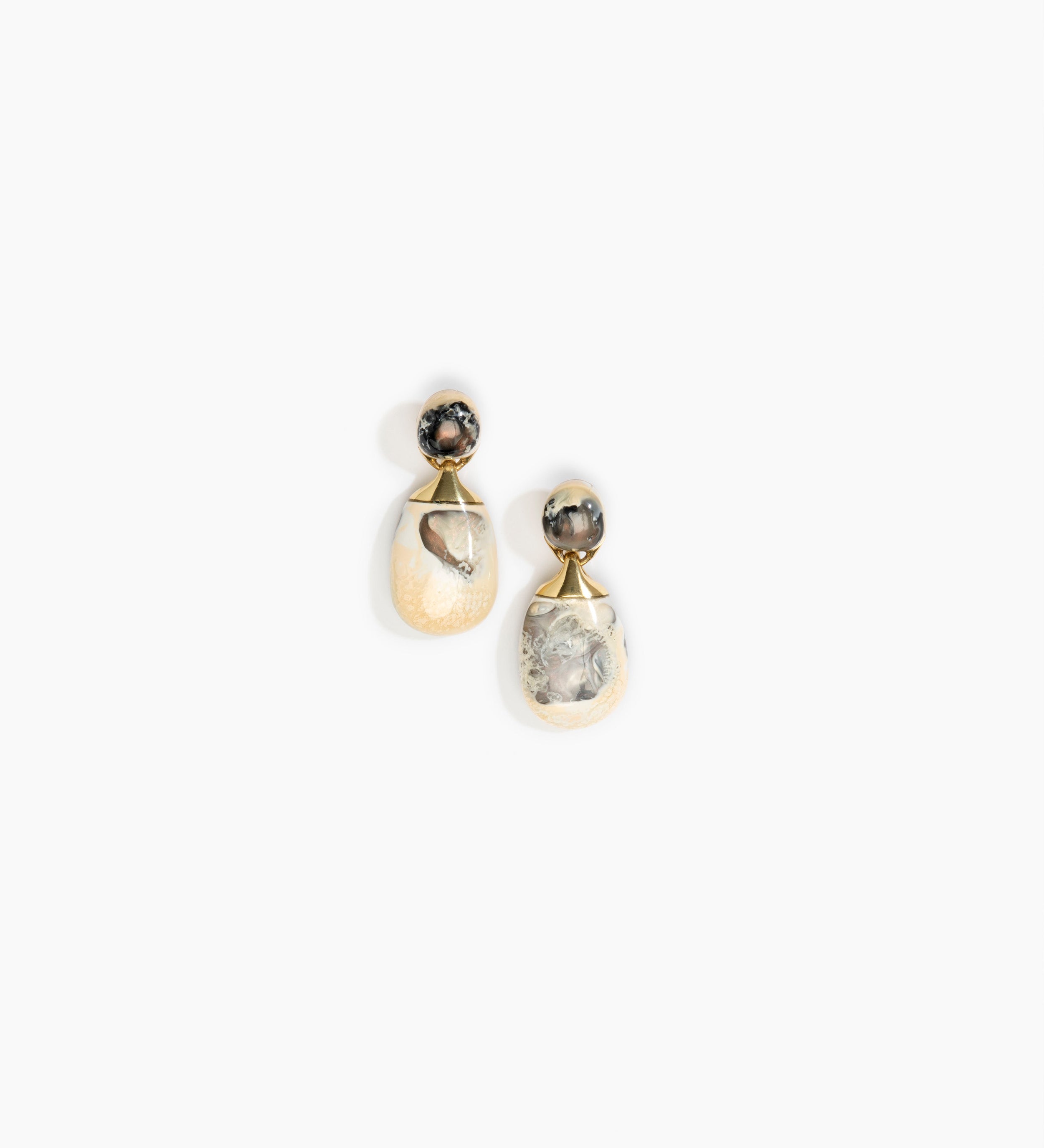 Dinosaur Designs Small River Rock Earrings Earrings in Sandy Pearl Colour resin with Studs Backing