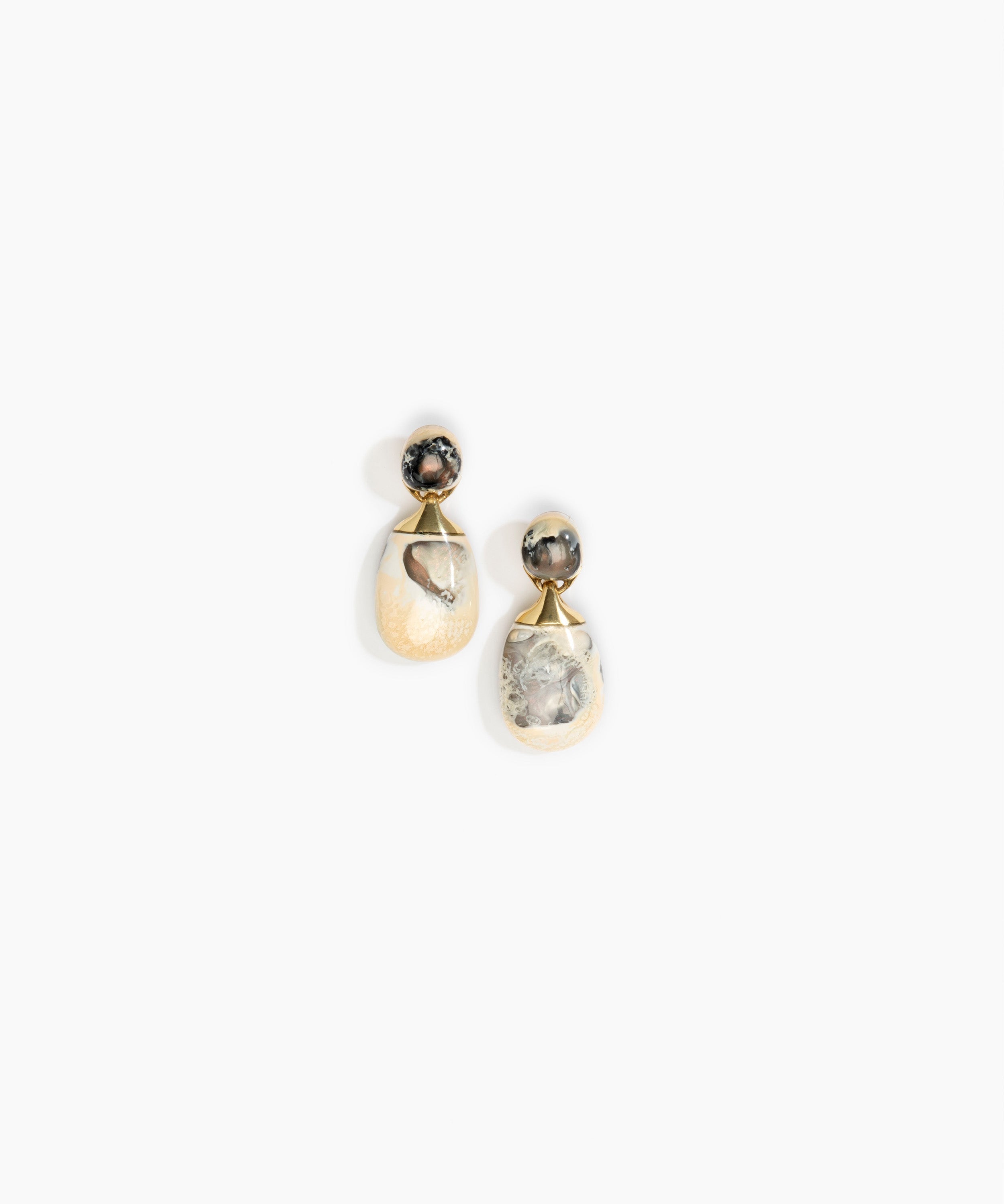 Dinosaur Designs Small River Rock Earrings Earrings in Sandy Pearl Colour resin with Studs Backing