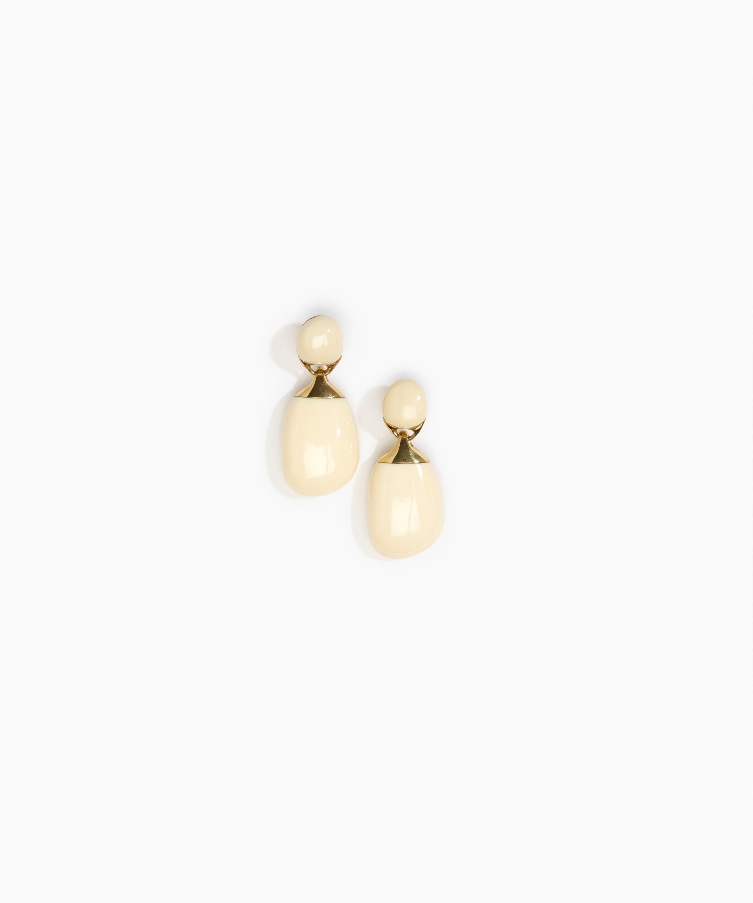 Dinosaur Designs Small River Rock Earrings Earrings in Cream Colour resin with Studs Backing