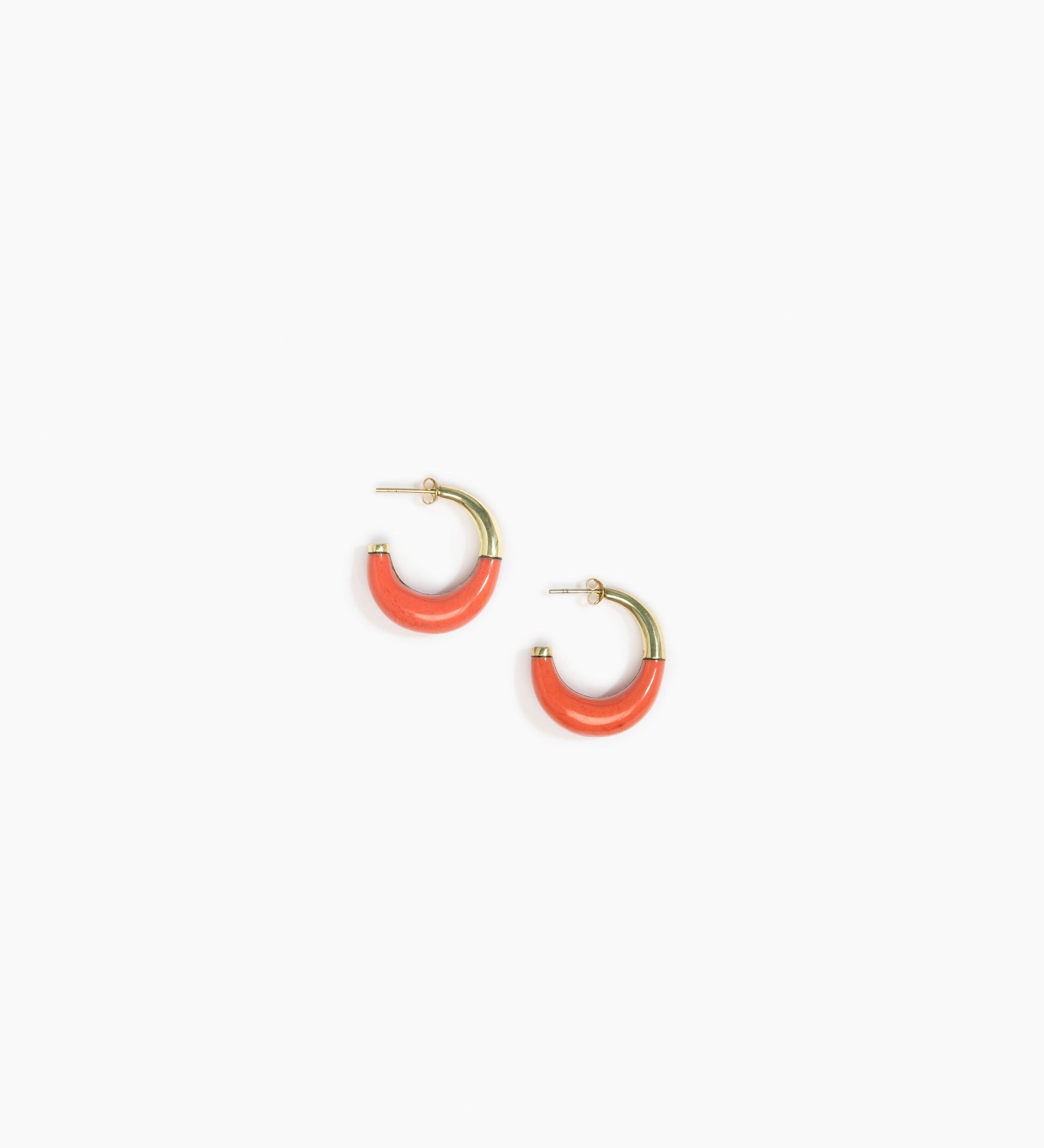 Dinosaur Designs Small Horn Earrings Earrings in Coral Swirl Colour resin 