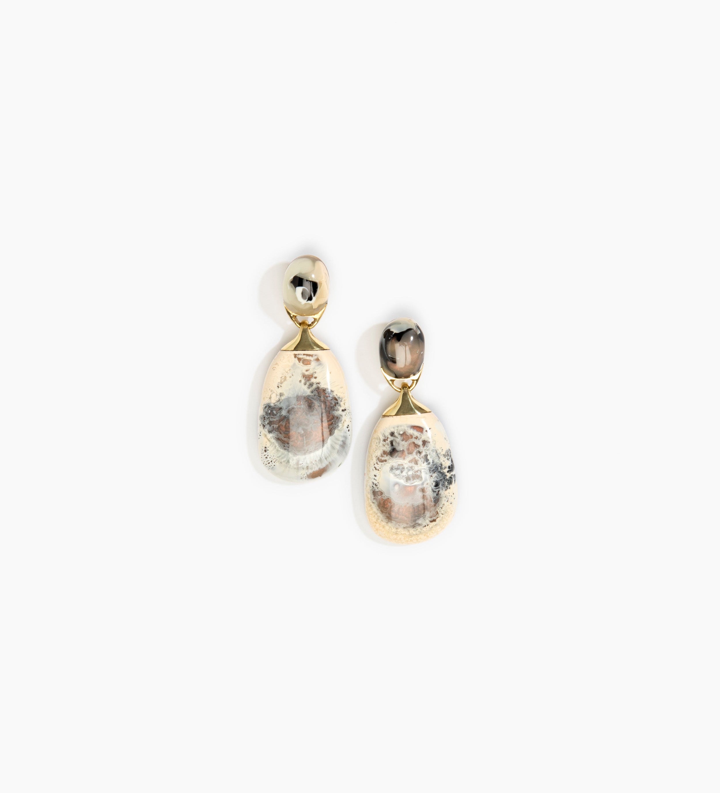 Dinosaur Designs Large River Rock Earrings Earrings in Sandy Pearl Colour resin with Studs Backing