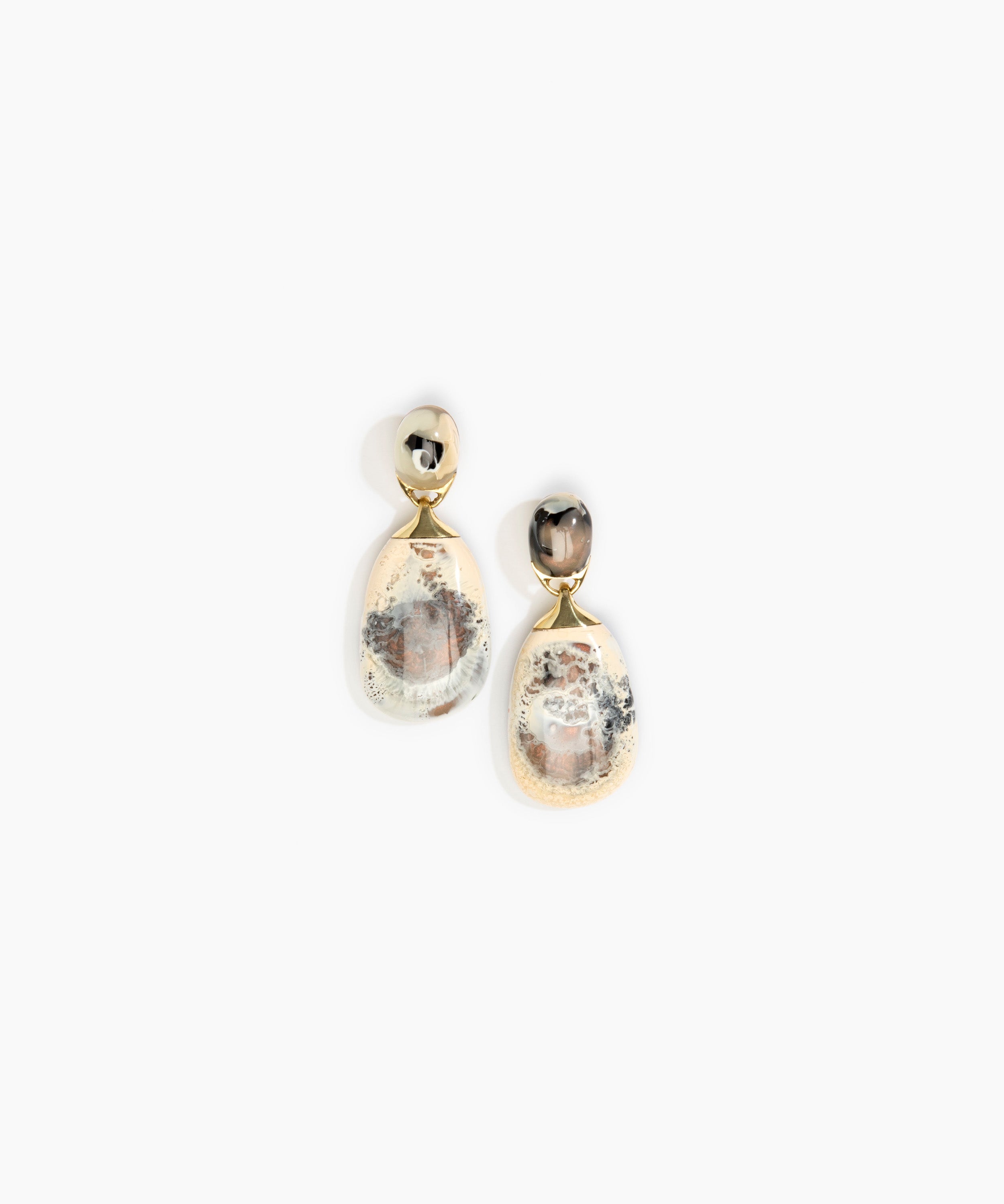 Dinosaur Designs Large River Rock Earrings Earrings in Sandy Pearl Colour resin with Studs Backing