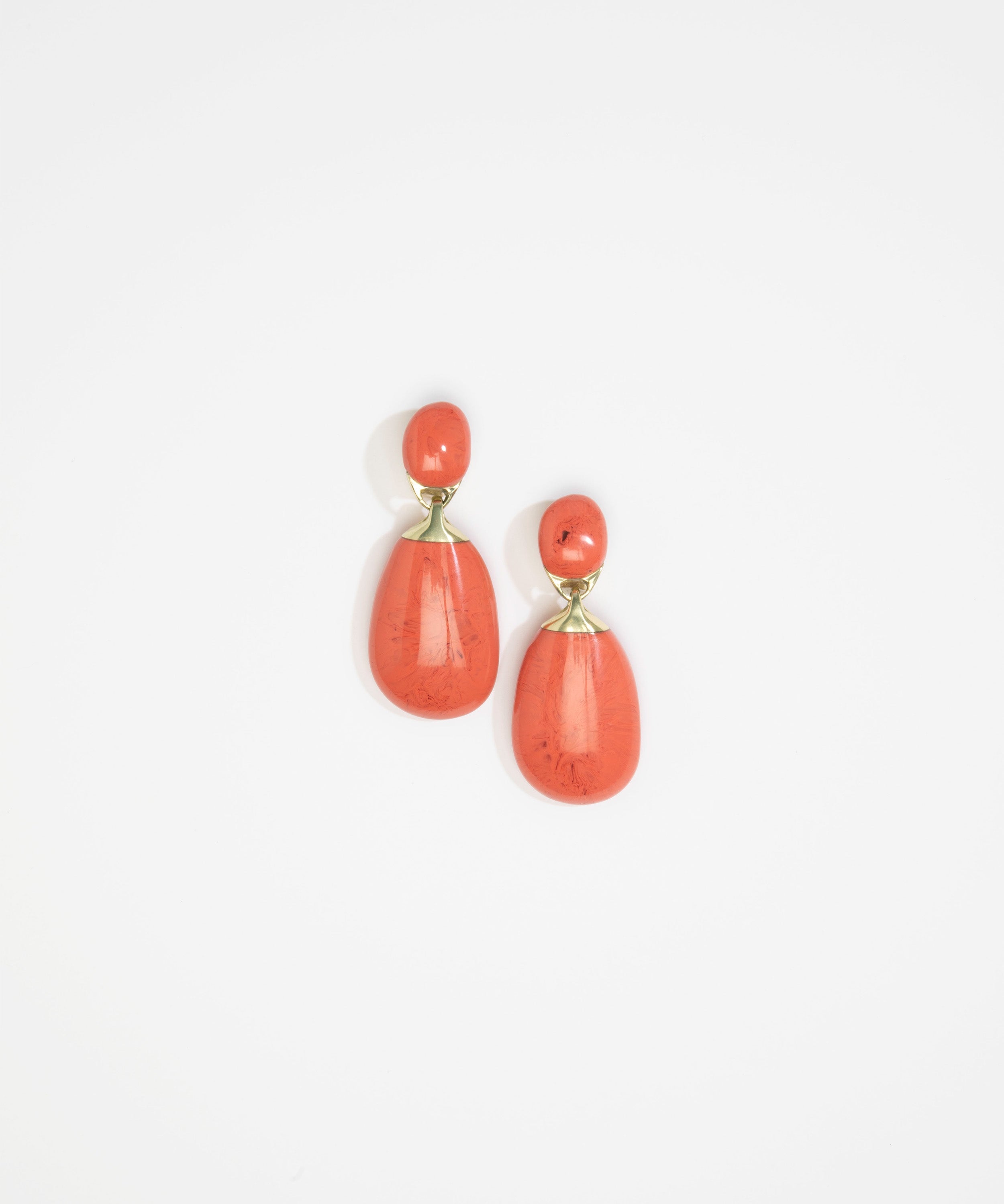 Dinosaur Designs Large River Rock Earrings Earrings in Coral Swirl Colour resin with Studs Backing