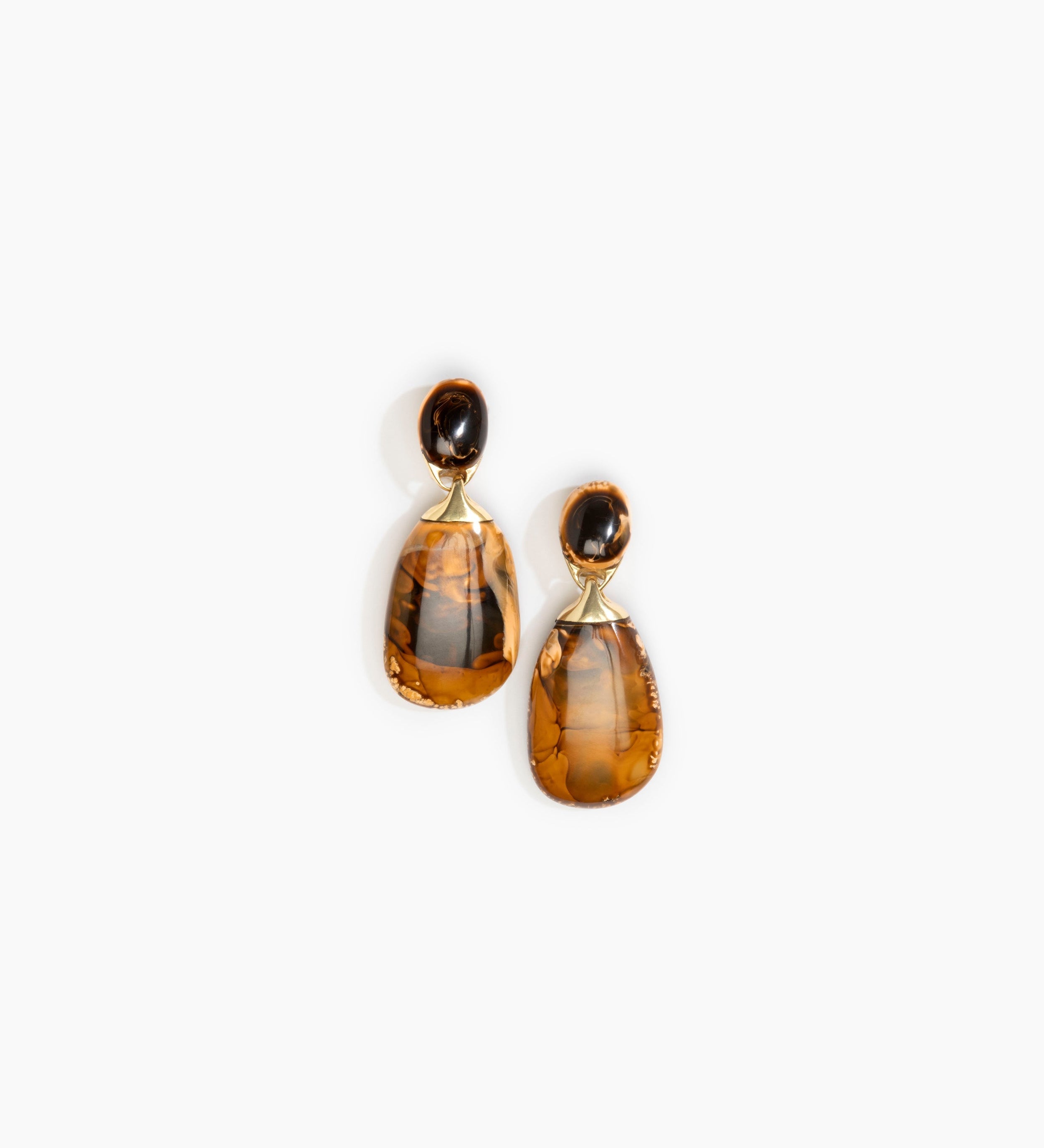 Dinosaur Designs Large River Rock Earrings Earrings in Dark Horn Colour resin with Studs Backing