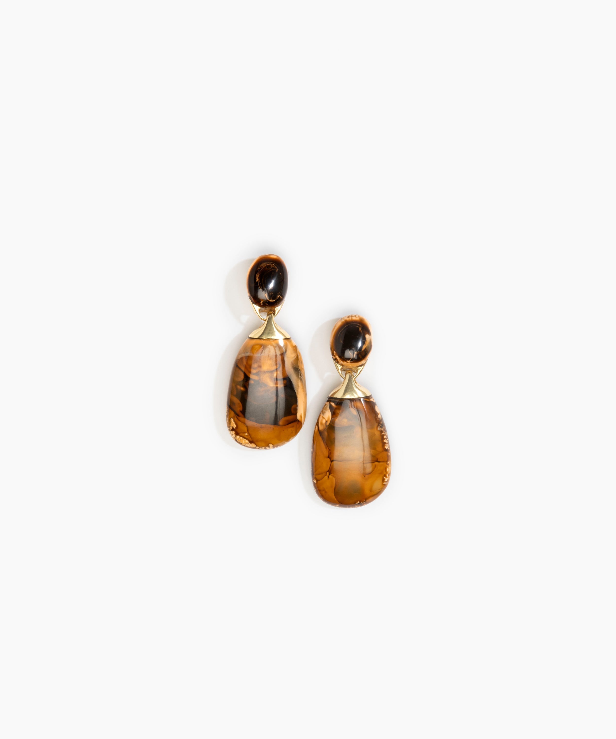 Dinosaur Designs Large River Rock Earrings Earrings in Dark Horn Colour resin with Studs Backing