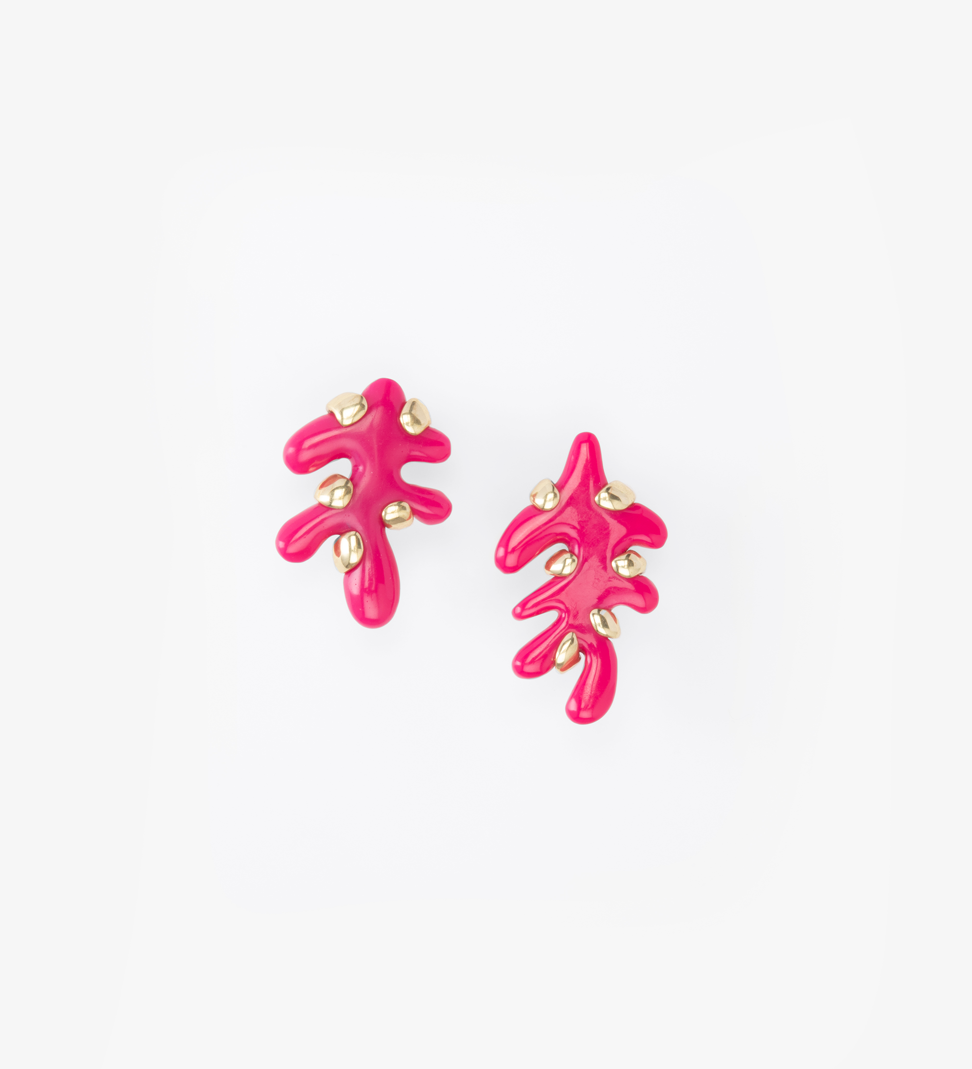 Dinosaur Designs Paradise Leaf Earrings Earrings in Flamingo Colour resin with Studs Backing