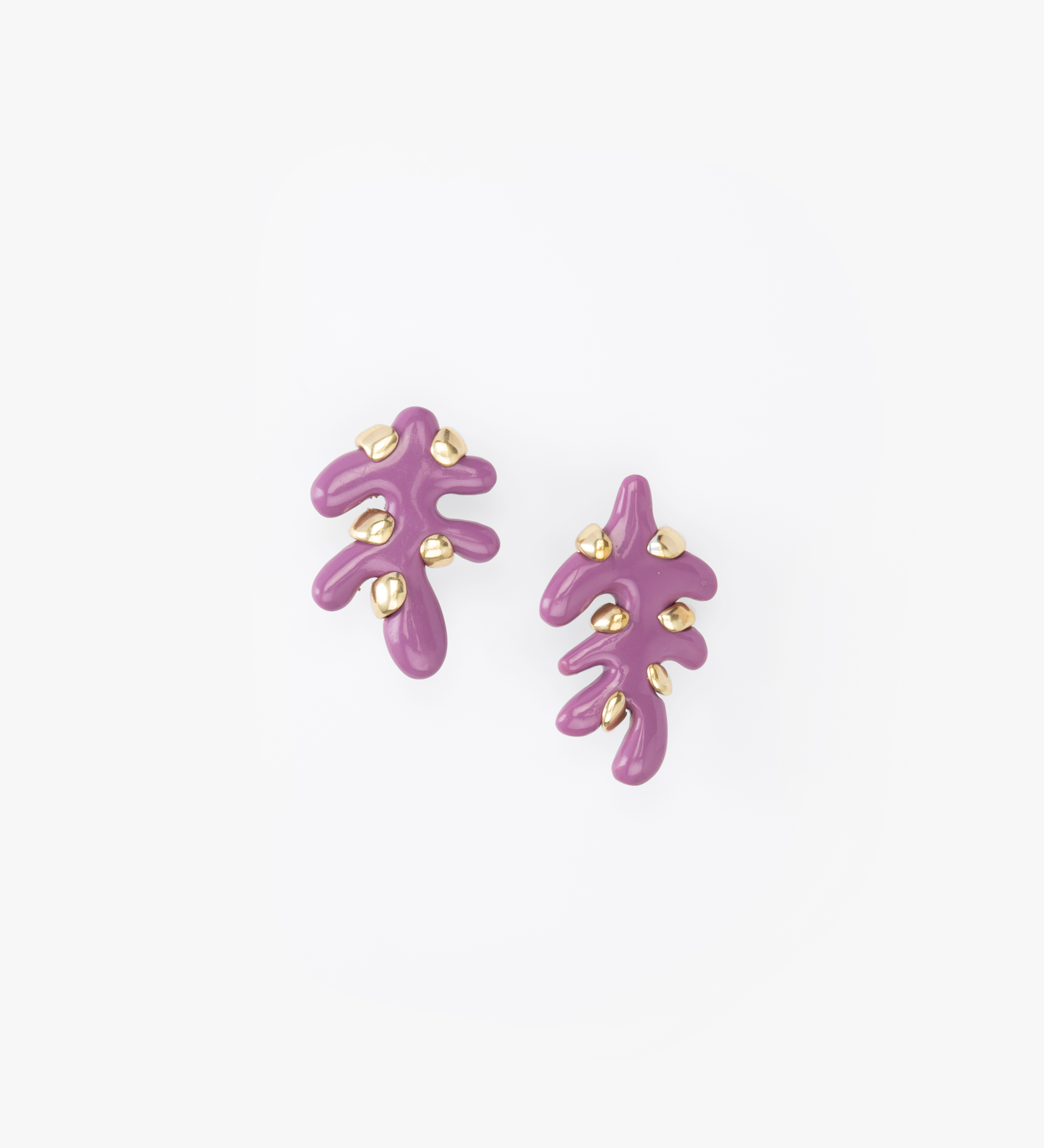 Dinosaur Designs Paradise Leaf Earrings Earrings in Grape Colour resin with Studs Backing